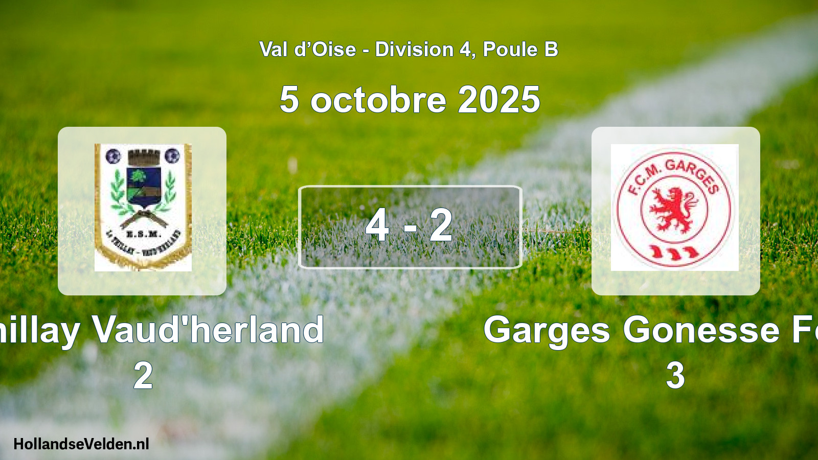 Match joué: Thillay Vaud'herland 2 - Garges Gonesse Fcm 3 4 - 2 (5 octobre 2025)