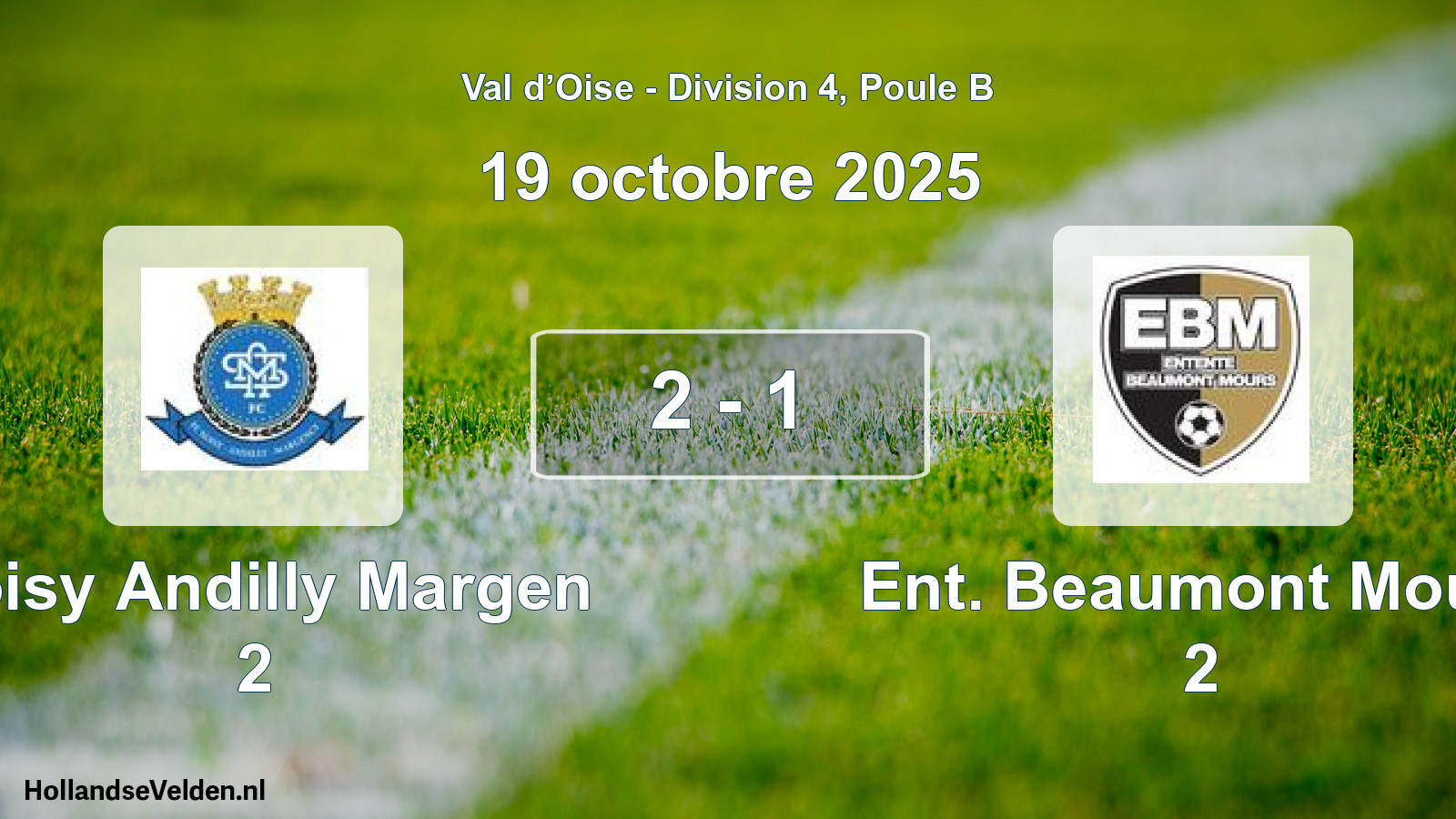 Match joué: Soisy Andilly Margen 2 - Ent. Beaumont Mours 2 2 - 1 (19 octobre 2025)