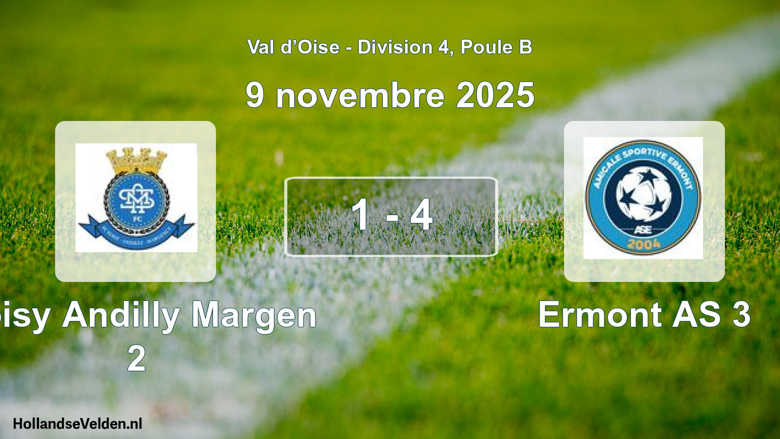 Match joué: Soisy Andilly Margen 2 - Ermont AS 3 1 - 4 (9 novembre 2025)