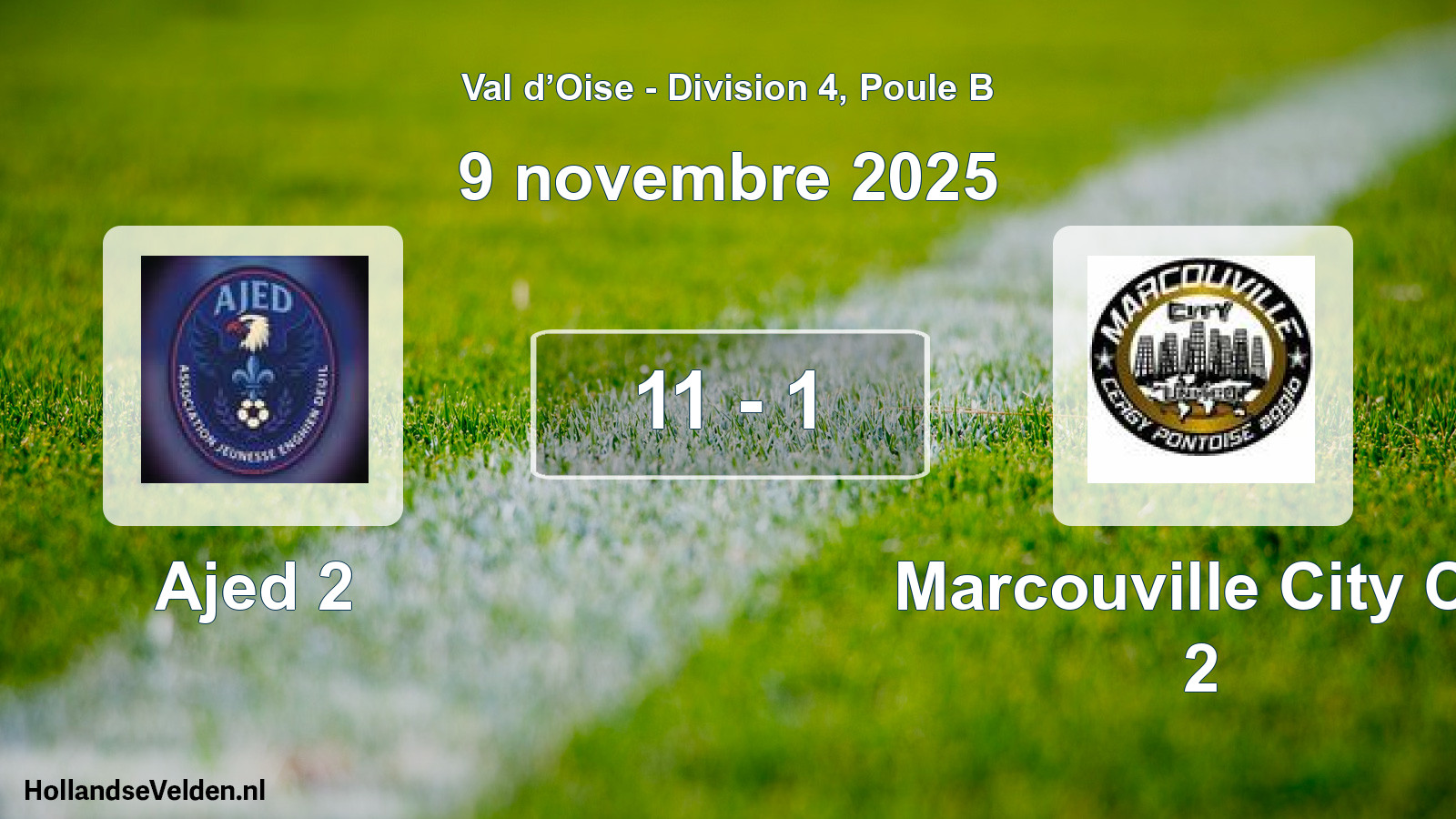 Match joué: Ajed 2 - Marcouville City Cp 2 11 - 1 (9 novembre 2025)