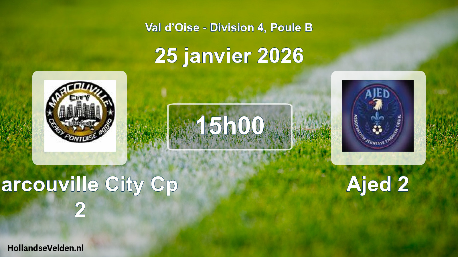 Match programmé: Marcouville City Cp 2 - Ajed 2 (25 janvier 2026)