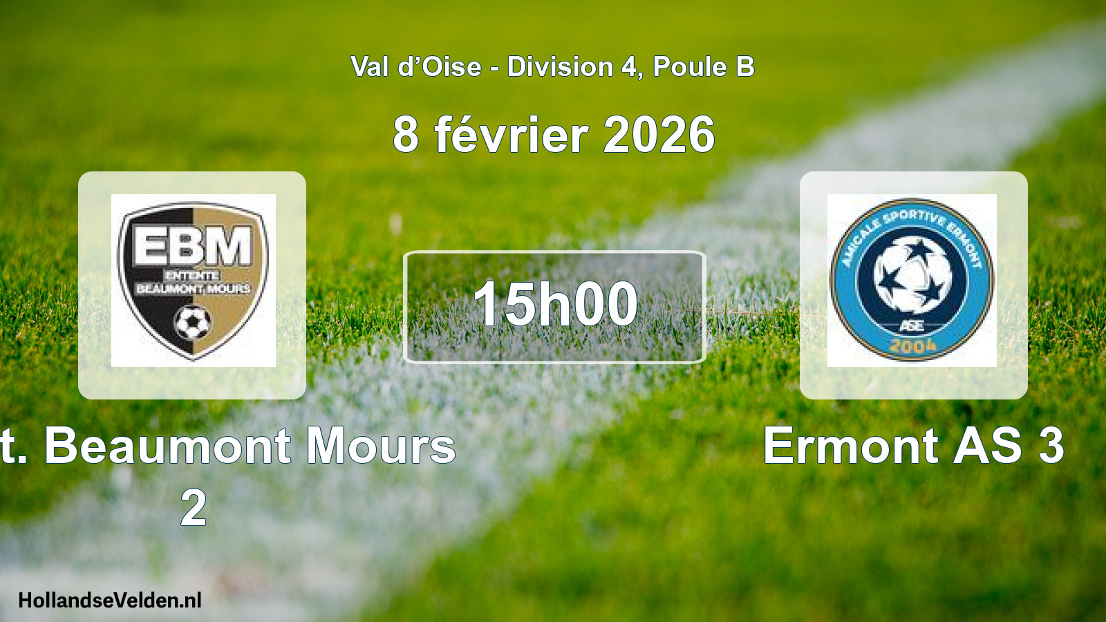 Match programmé: Ent. Beaumont Mours 2 - Ermont AS 3 (8 février 2026)