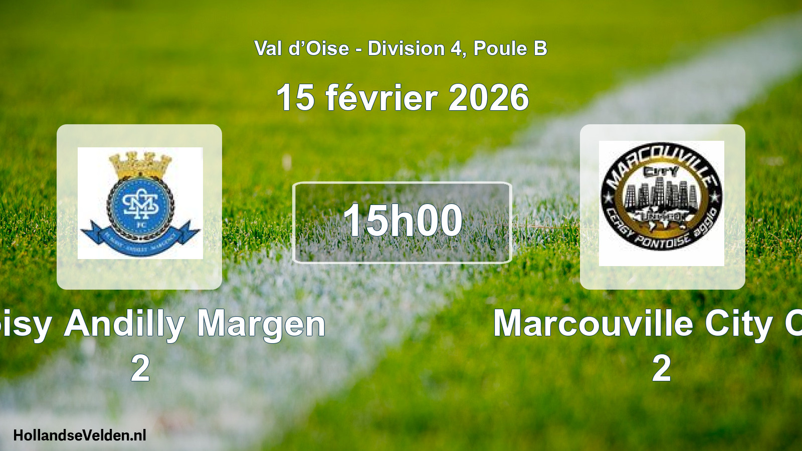 Match programmé: Soisy Andilly Margen 2 - Marcouville City Cp 2 (15 février 2026)