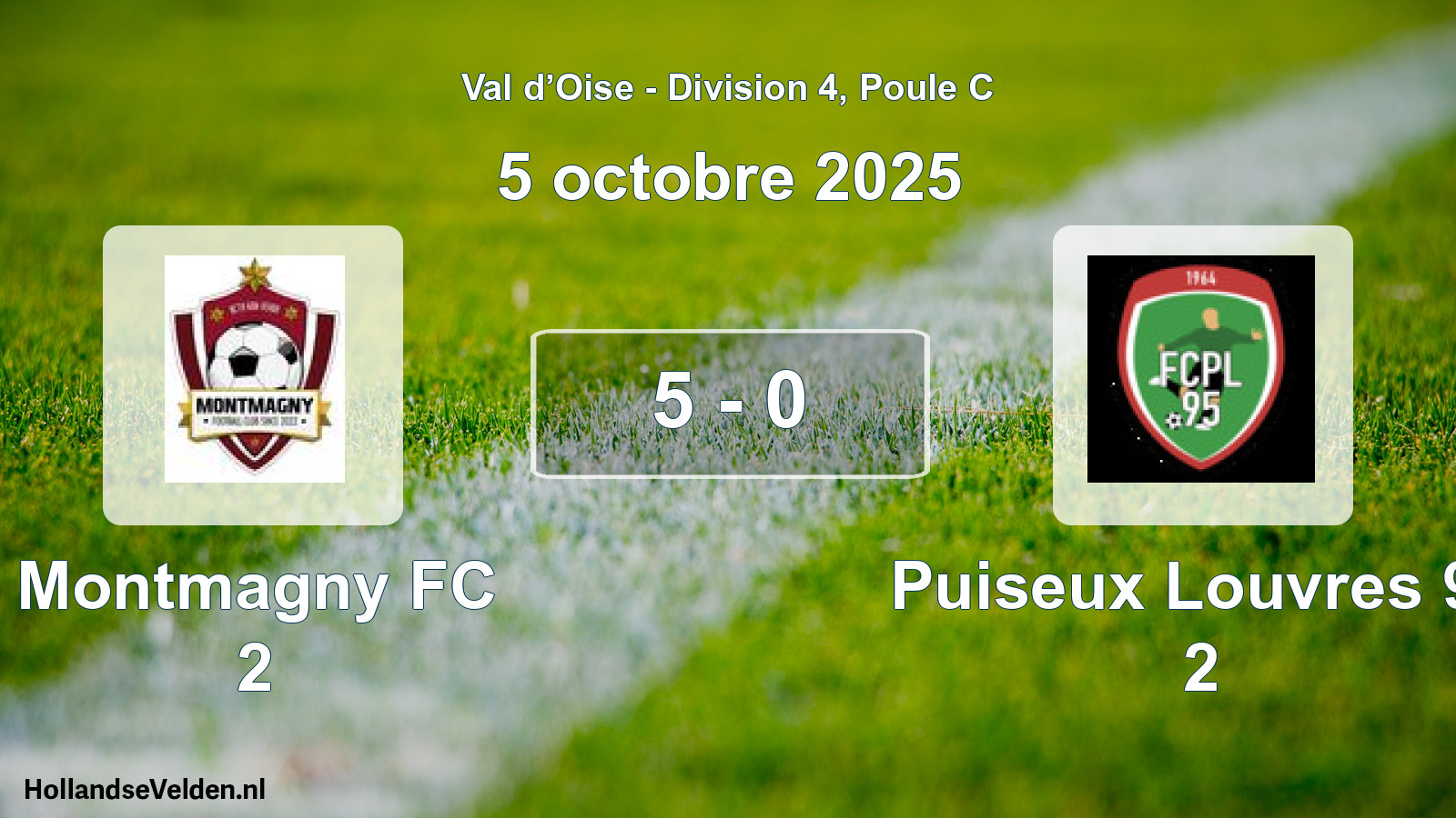 Match joué: Montmagny FC 2 - Puiseux Louvres 95 2 5 - 0 (5 octobre 2025)