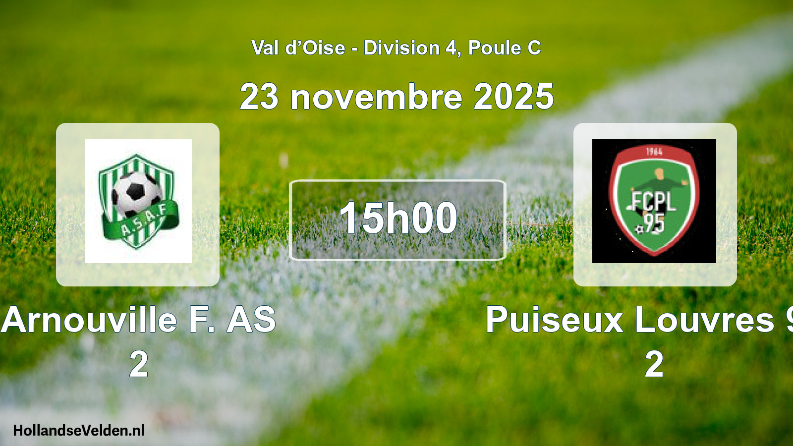 Geplande wedstrijd: Arnouville F. AS 2 - Puiseux Louvres 95 2 (23 november 2025)
