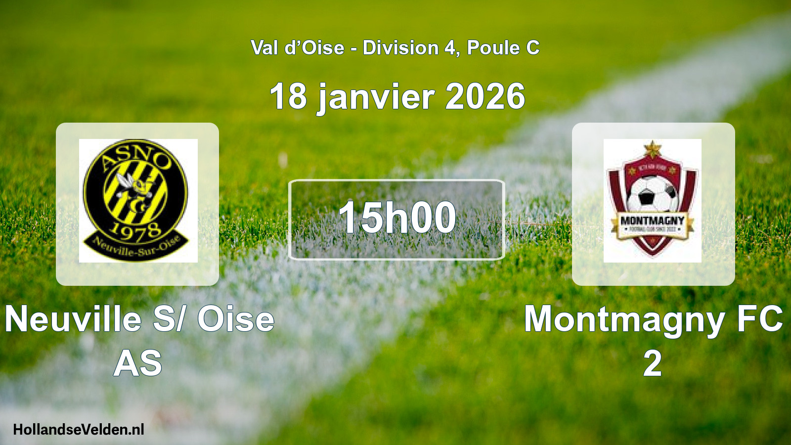 Match programmé: Neuville S/ Oise AS - Montmagny FC 2 (18 janvier 2026)