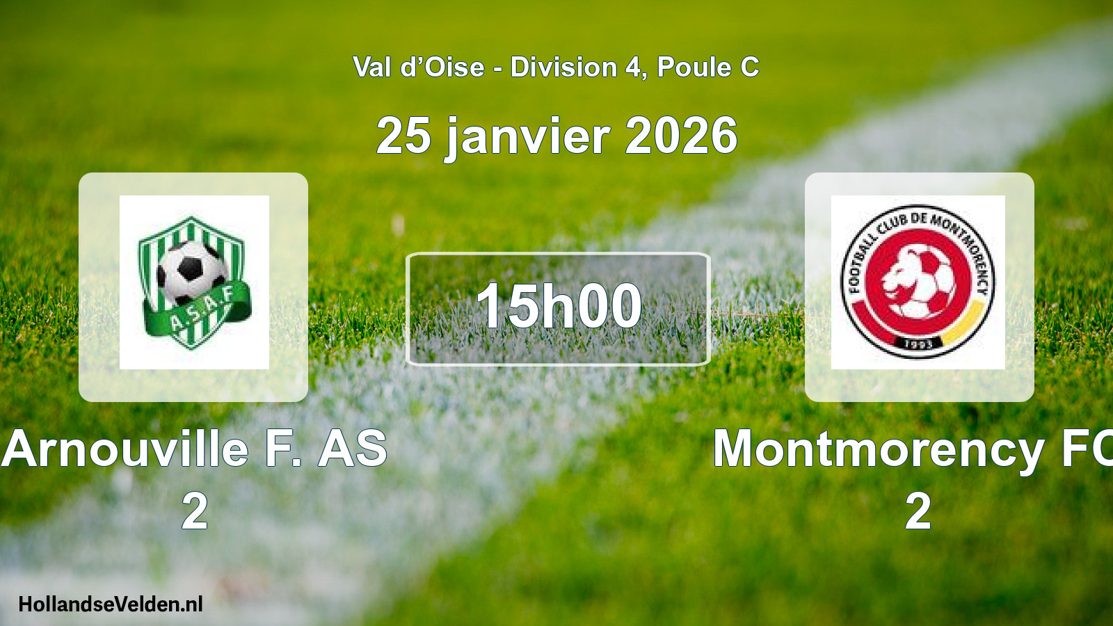 Match programmé: Arnouville F. AS 2 - Montmorency FC 2 (25 janvier 2026)
