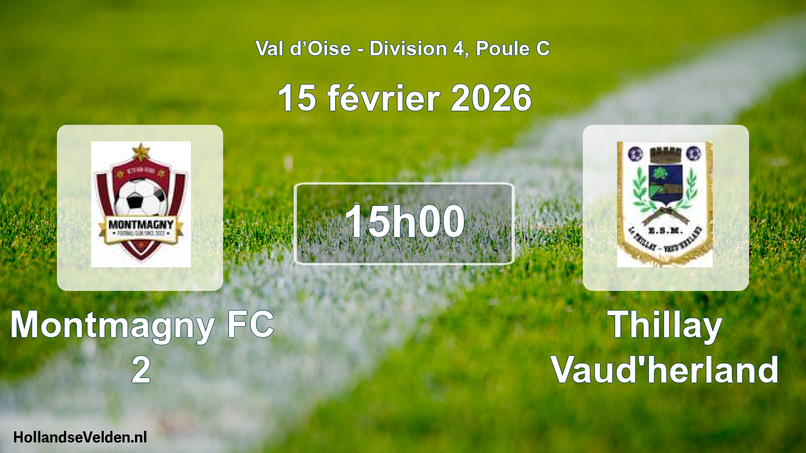 Match programmé: Montmagny FC 2 - Thillay Vaud'herland (15 février 2026)