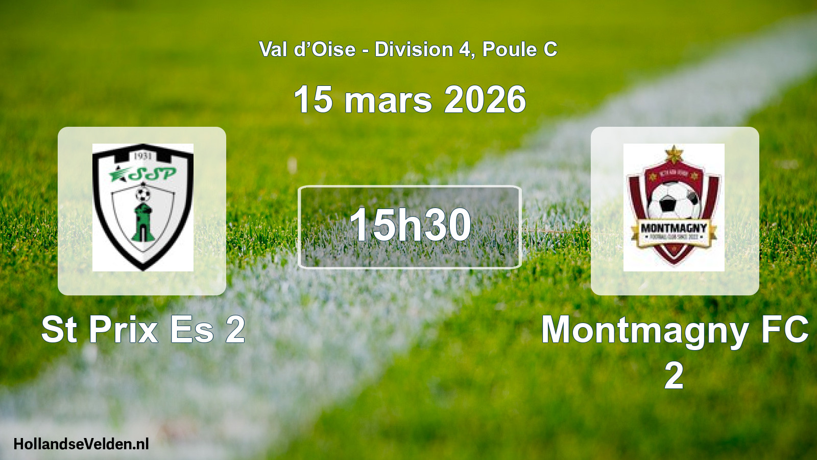 Match programmé: St Prix Es 2 - Montmagny FC 2 (15 mars 2026)