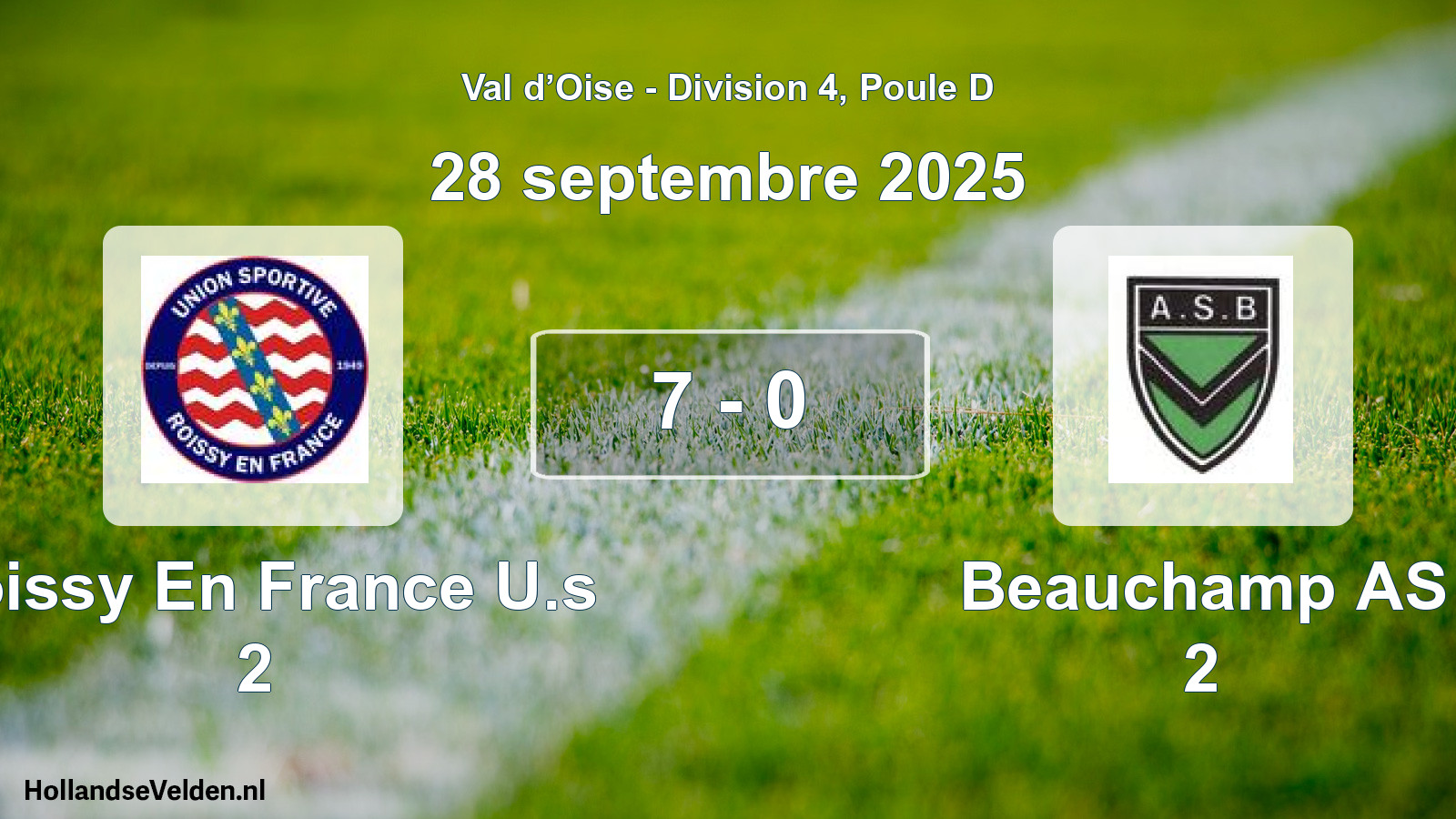 Total number of matches played: Roissy En France U.s 2 - Beauchamp AS 2 7 - 0 (28 September 2025)