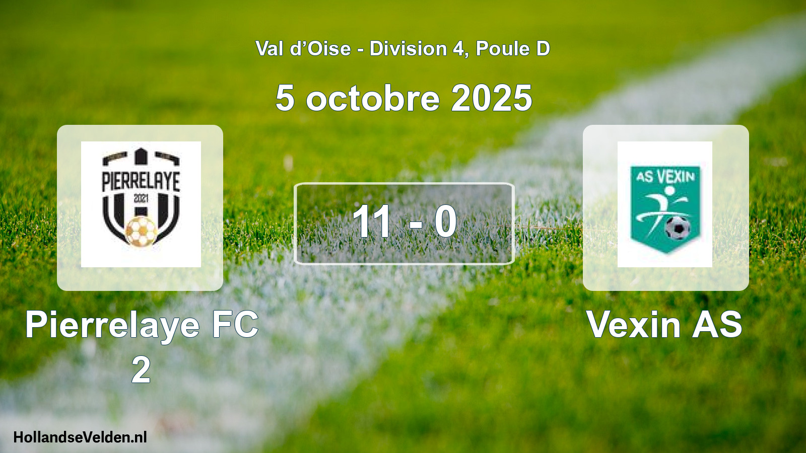 Match joué: Pierrelaye FC 2 - Vexin AS 11 - 0 (5 octobre 2025)