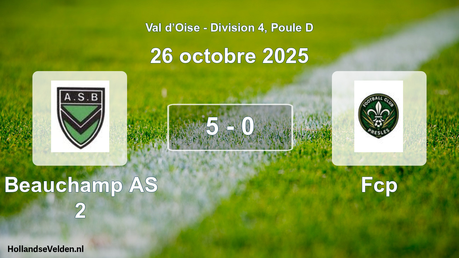 Match joué: Beauchamp AS 2 - Fcp 5 - 0 (26 octobre 2025)