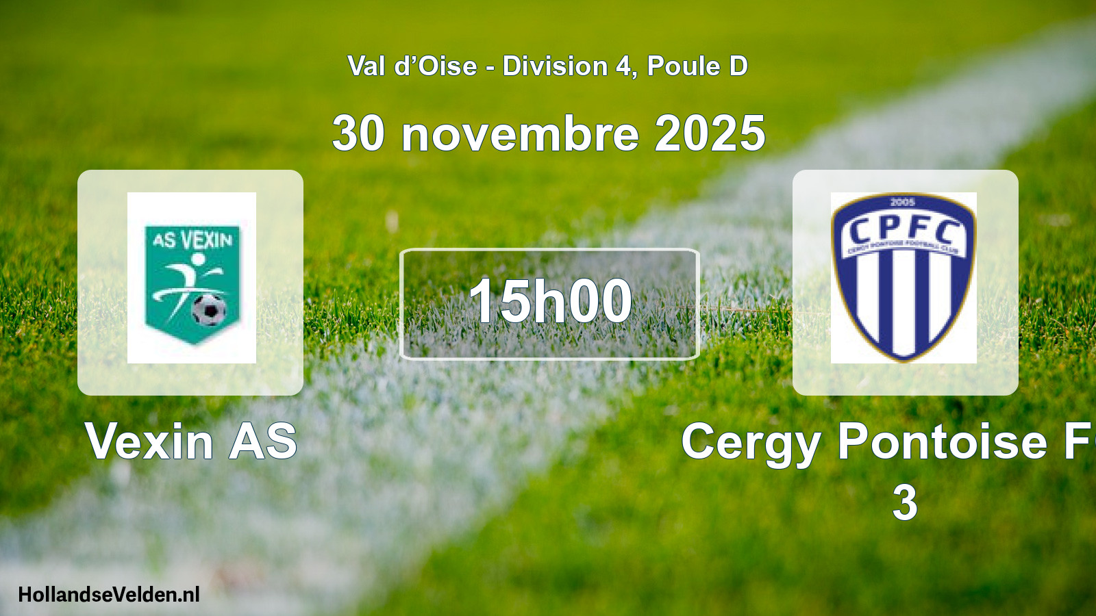 Match programmé: Vexin AS - Cergy Pontoise FC 3 (30 novembre 2025)