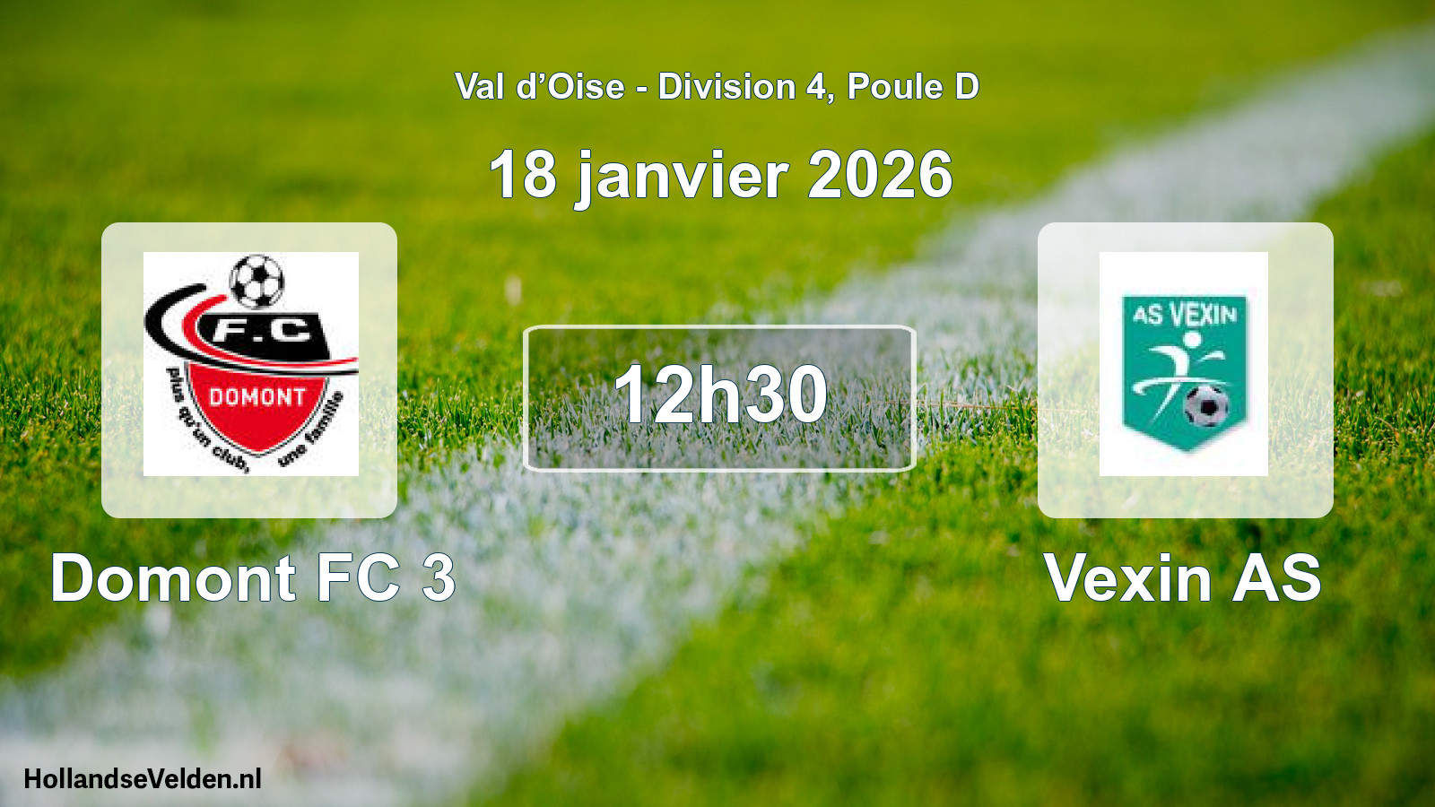 Match programmé: Domont FC 3 - Vexin AS (18 janvier 2026)