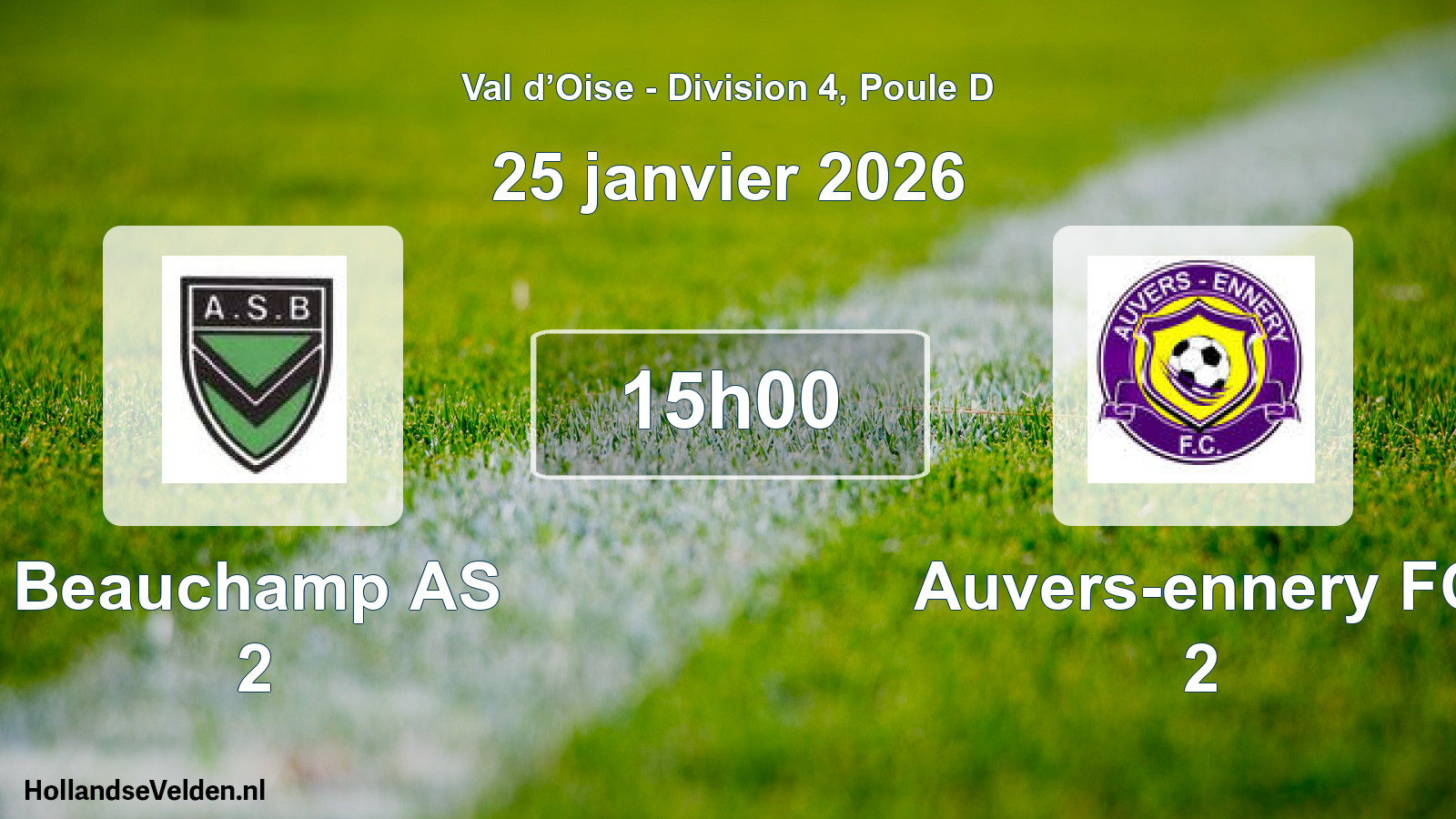 Match programmé: Beauchamp AS 2 - Auvers-ennery FC 2 (25 janvier 2026)