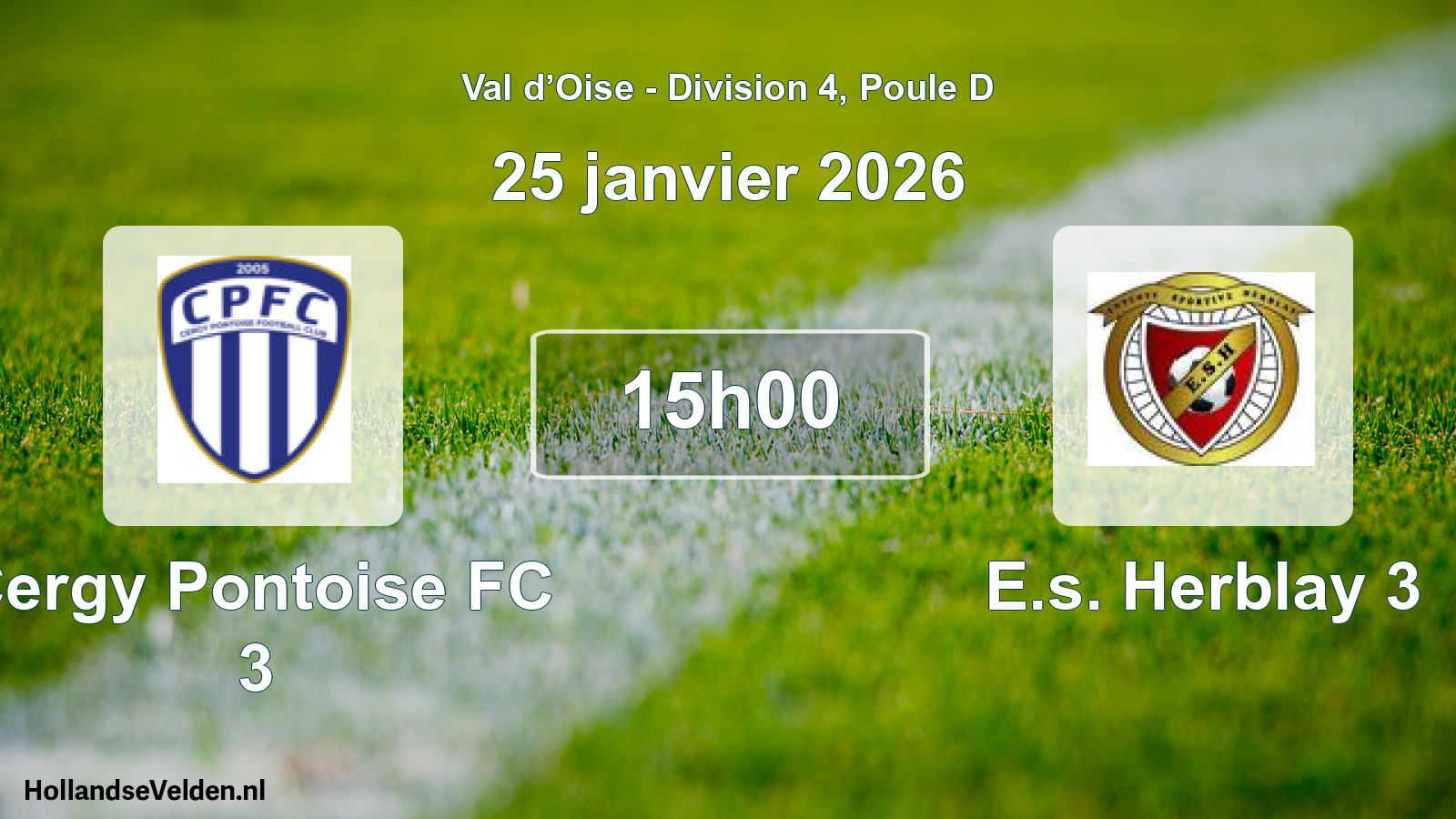 Match programmé: Cergy Pontoise FC 3 - E.s. Herblay 3 (25 janvier 2026)