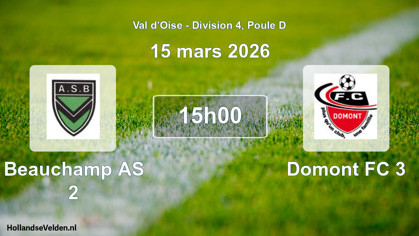 Scheduled Match: Beauchamp AS 2 - Domont FC 3 (15 March 2026)