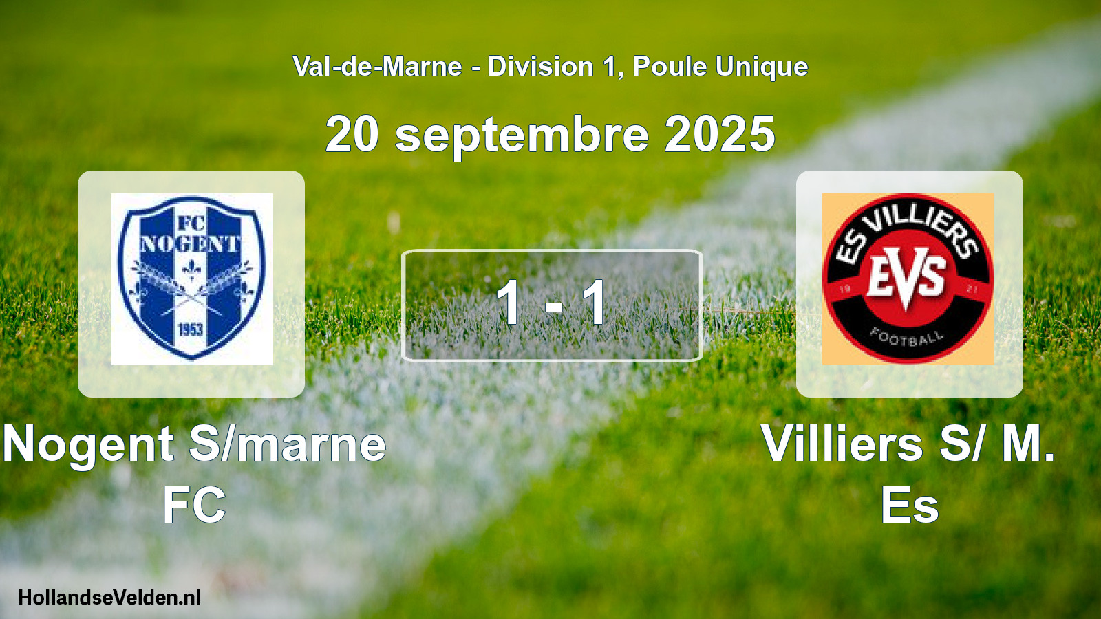 Gespeelde wedstrijd: Nogent S/marne FC - Villiers S/ M. Es 1 - 1 (20 september 2025)