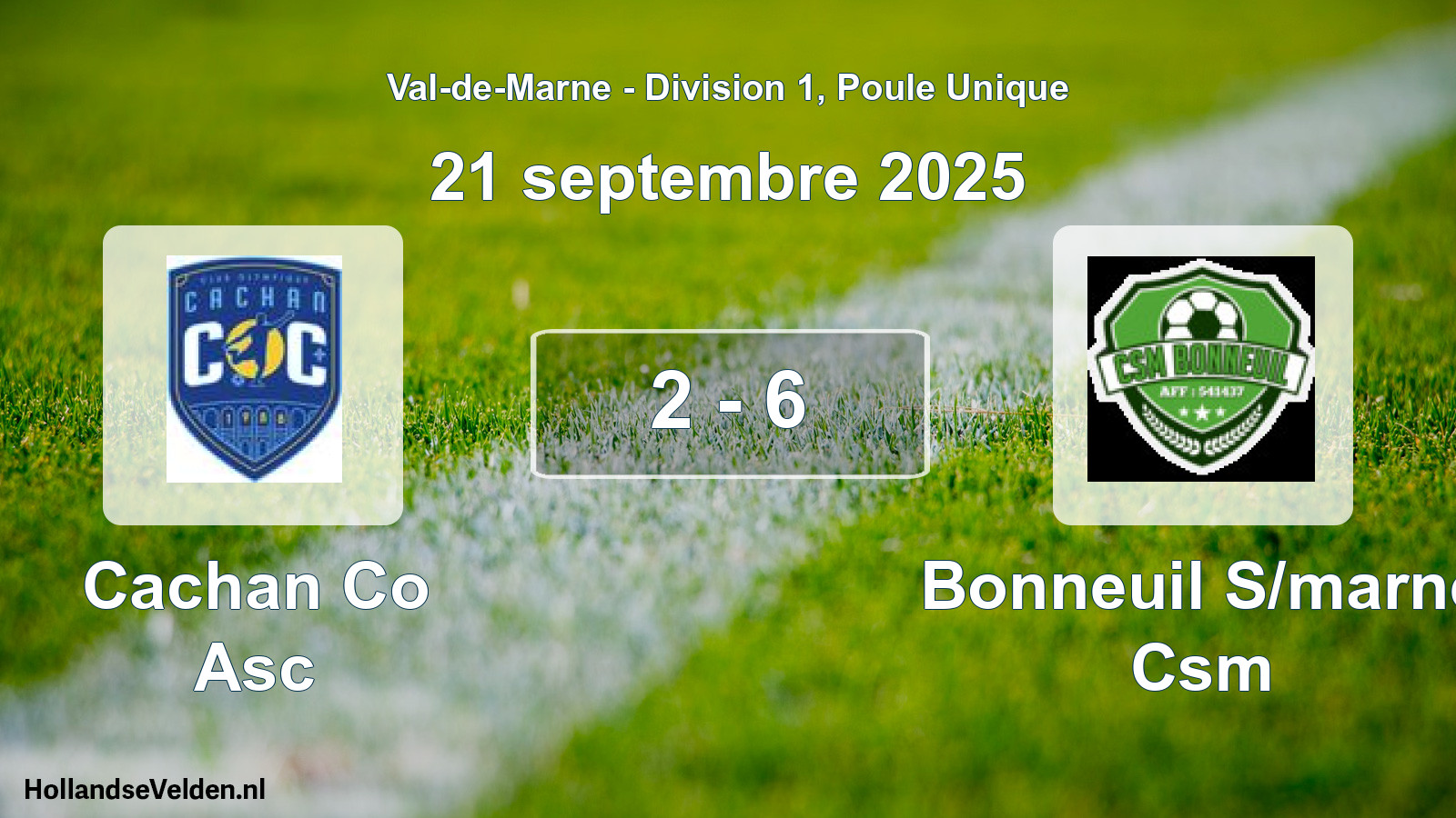 Match joué: Cachan Co Asc - Bonneuil S/marne Csm 2 - 6 (21 septembre 2025)