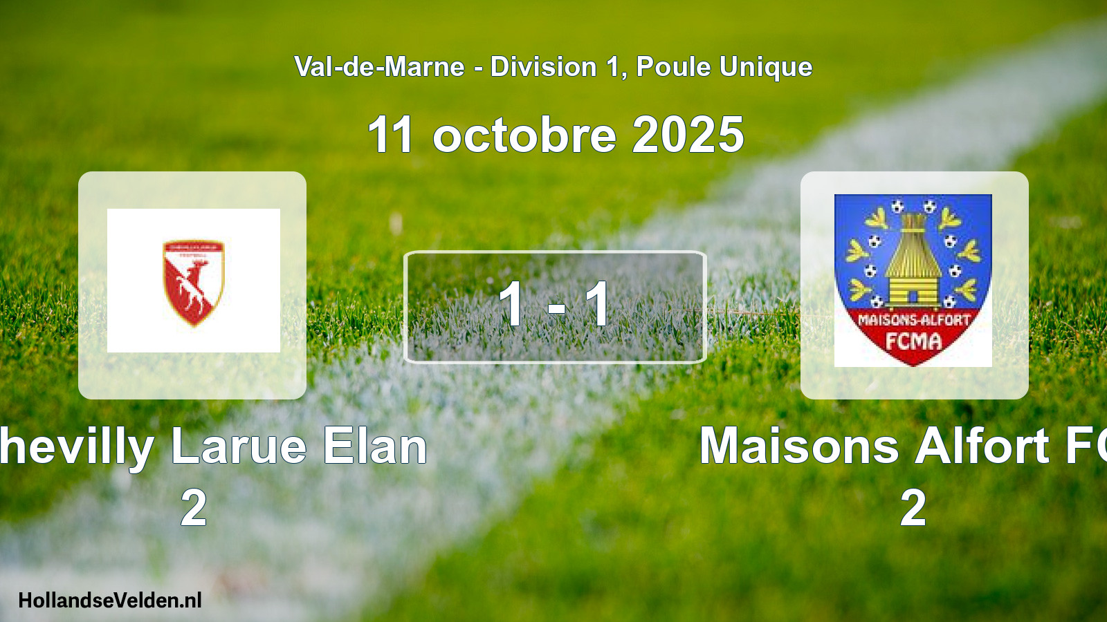 Match joué: Chevilly Larue Elan 2 - Maisons Alfort FC 2 1 - 1 (11 octobre 2025)