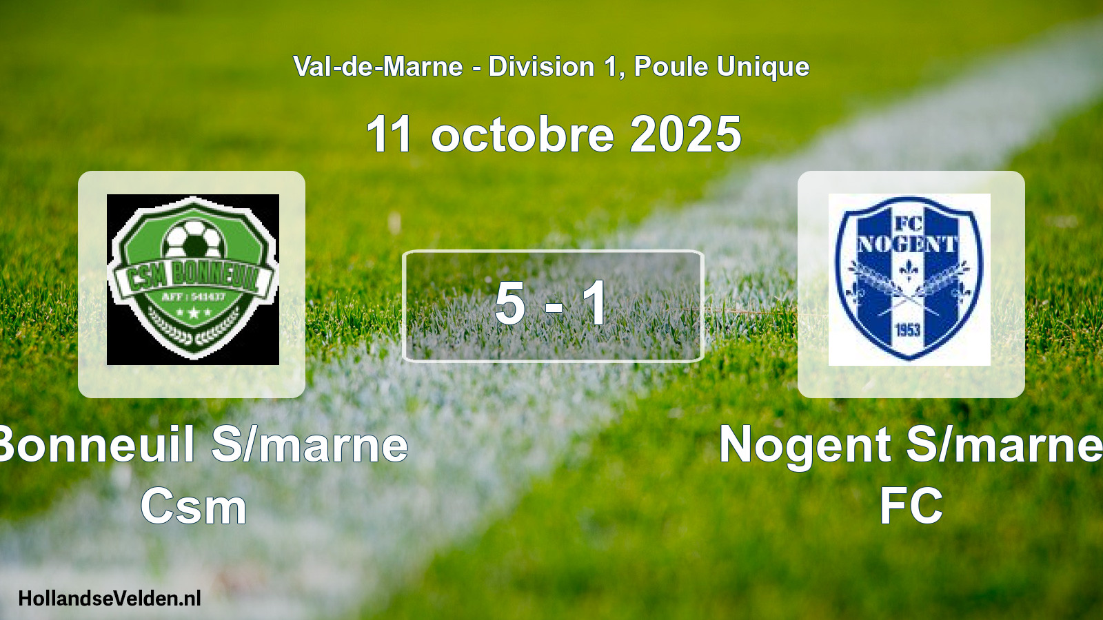 Match joué: Bonneuil S/marne Csm - Nogent S/marne FC 5 - 1 (11 octobre 2025)