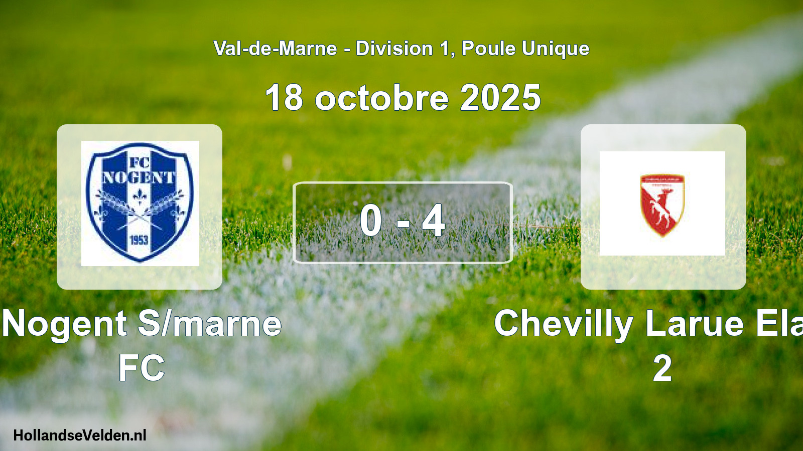Match joué: Nogent S/marne FC - Chevilly Larue Elan 2 0 - 4 (18 octobre 2025)