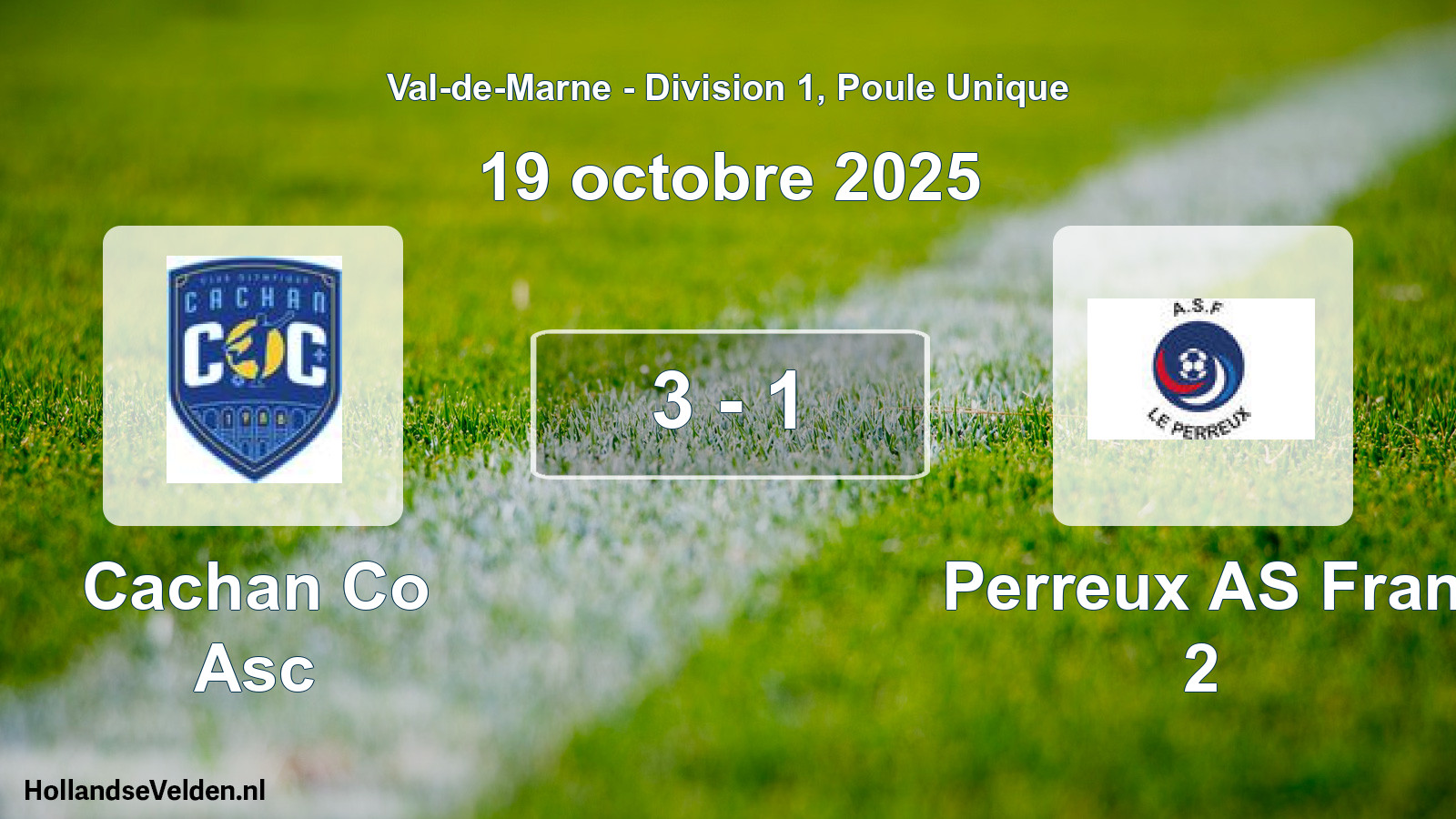 Match joué: Cachan Co Asc - Perreux AS Fran 2 3 - 1 (19 octobre 2025)