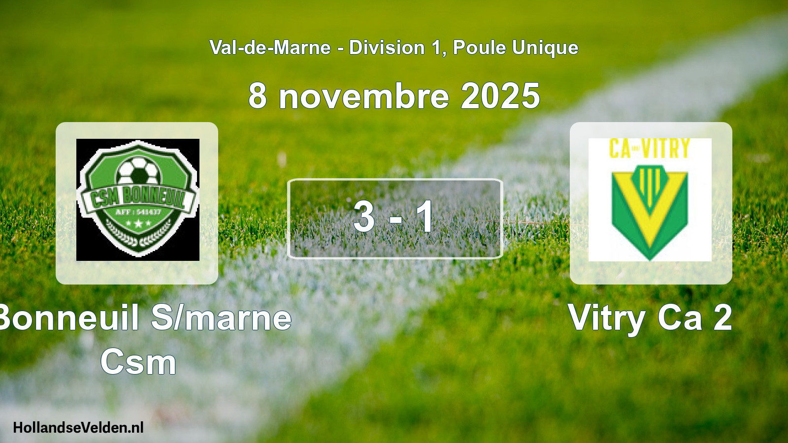 Match joué: Bonneuil S/marne Csm - Vitry Ca 2 3 - 1 (8 novembre 2025)