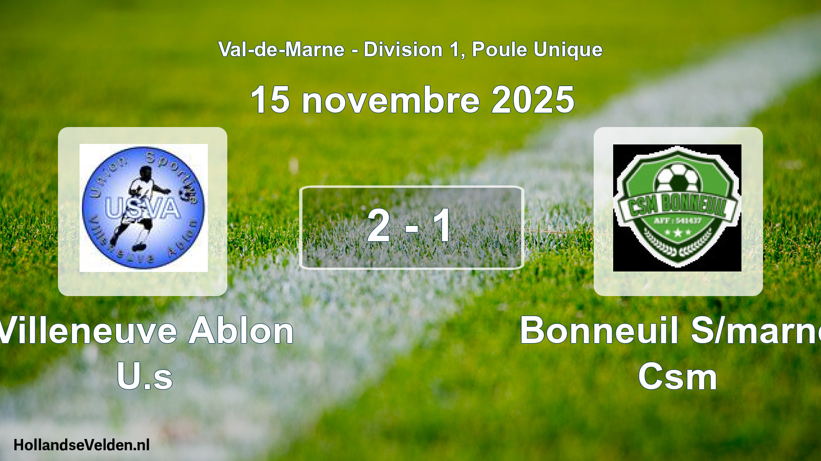 Match joué: Villeneuve Ablon U.s - Bonneuil S/marne Csm 2 - 1 (15 novembre 2025)