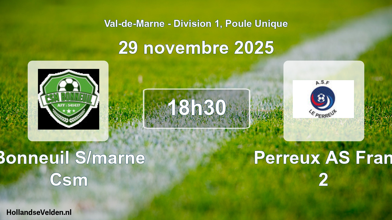Geplande wedstrijd: Bonneuil S/marne Csm - Perreux AS Fran 2 (29 november 2025)