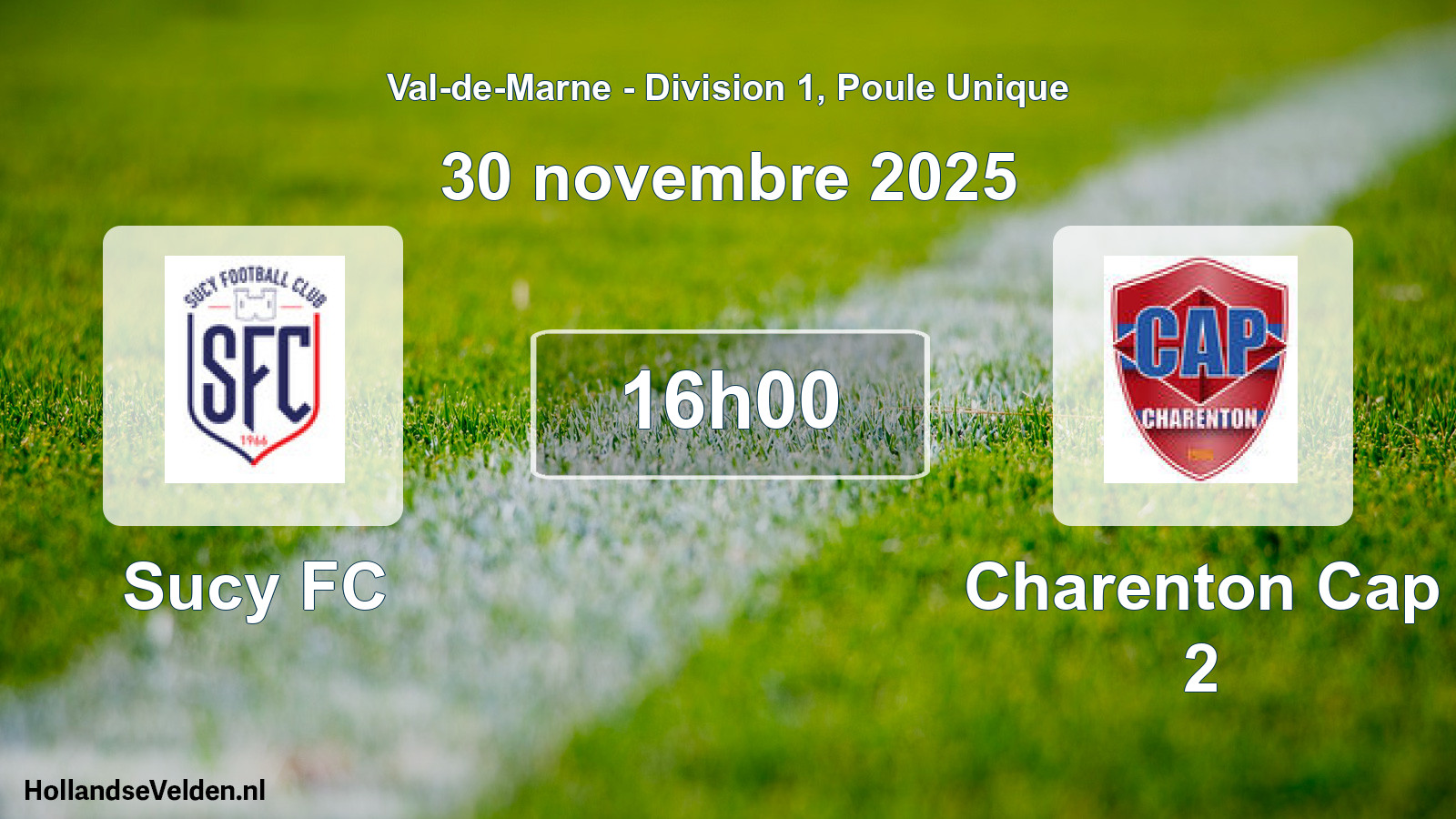 Match programmé: Sucy FC - Charenton Cap 2 (30 novembre 2025)