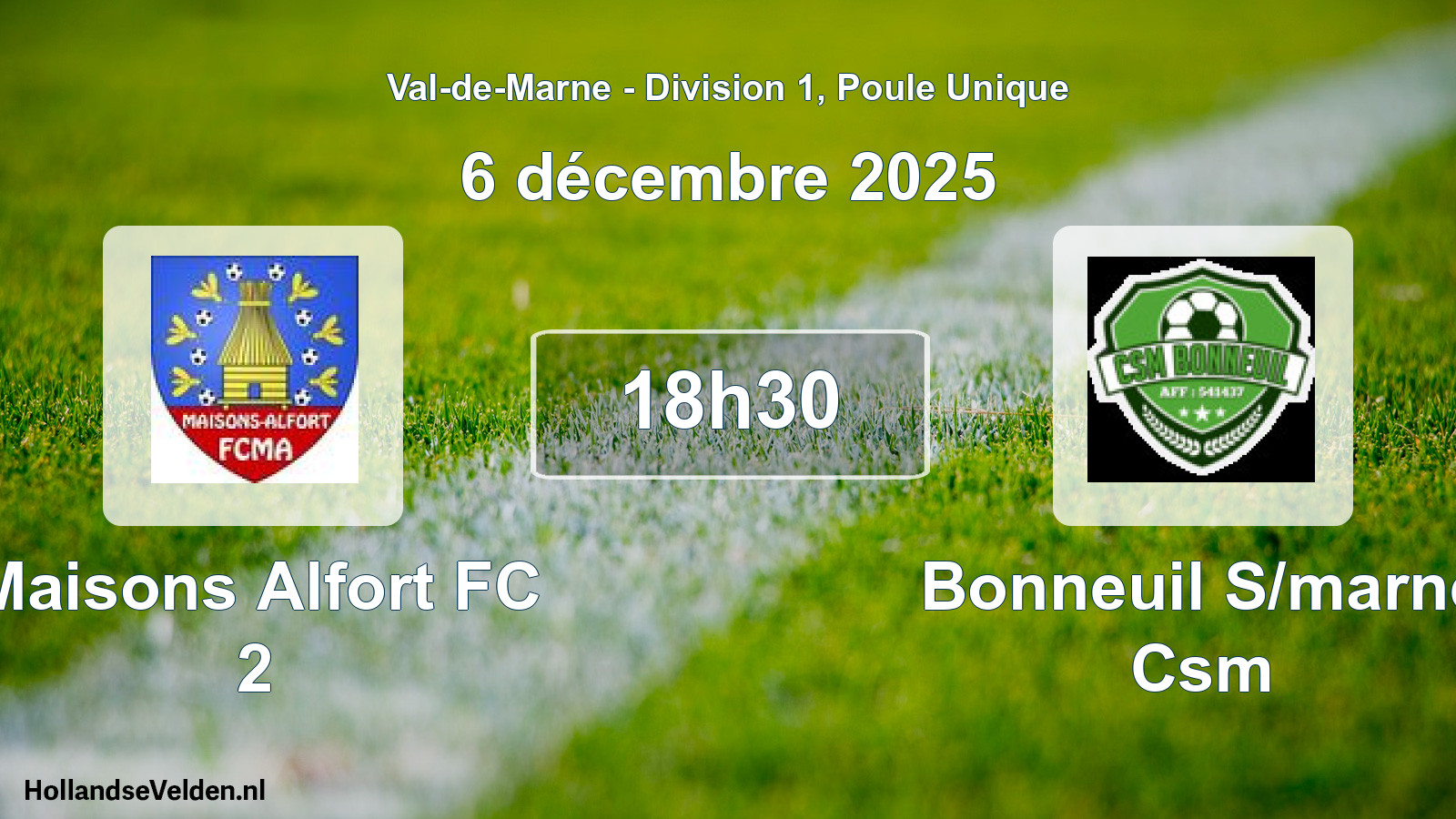 Scheduled Match: Maisons Alfort FC 2 - Bonneuil S/marne Csm (6 December 2025)