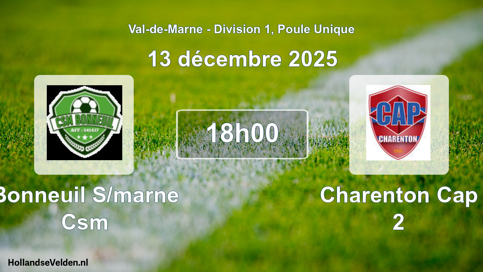 Scheduled Match: Bonneuil S/marne Csm - Charenton Cap 2 (13 December 2025)