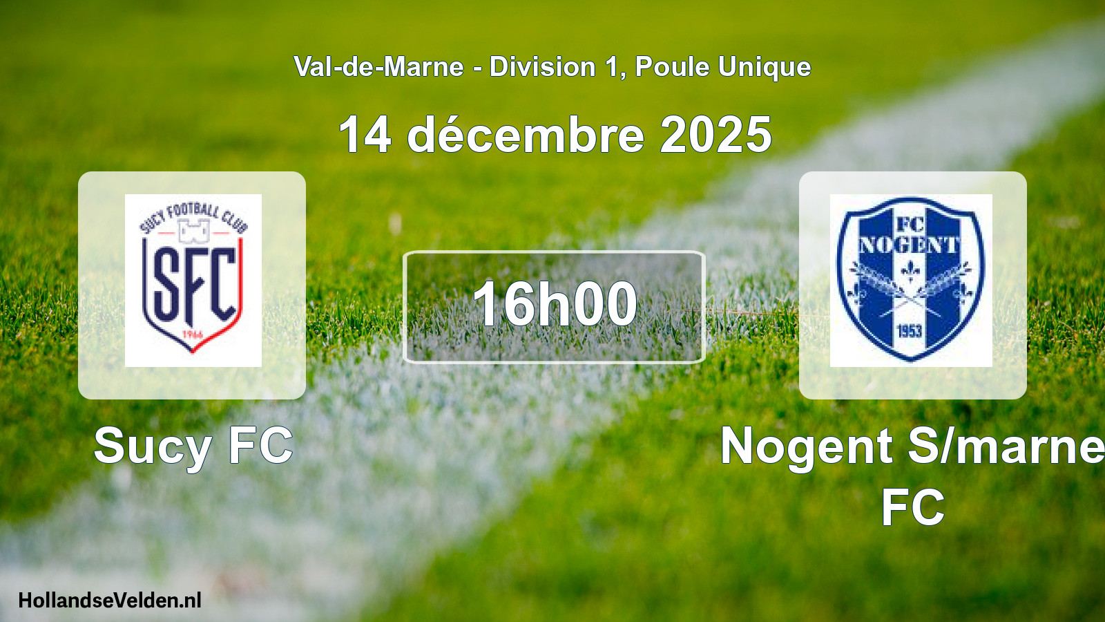 Match programmé: Sucy FC - Nogent S/marne FC (14 décembre 2025)