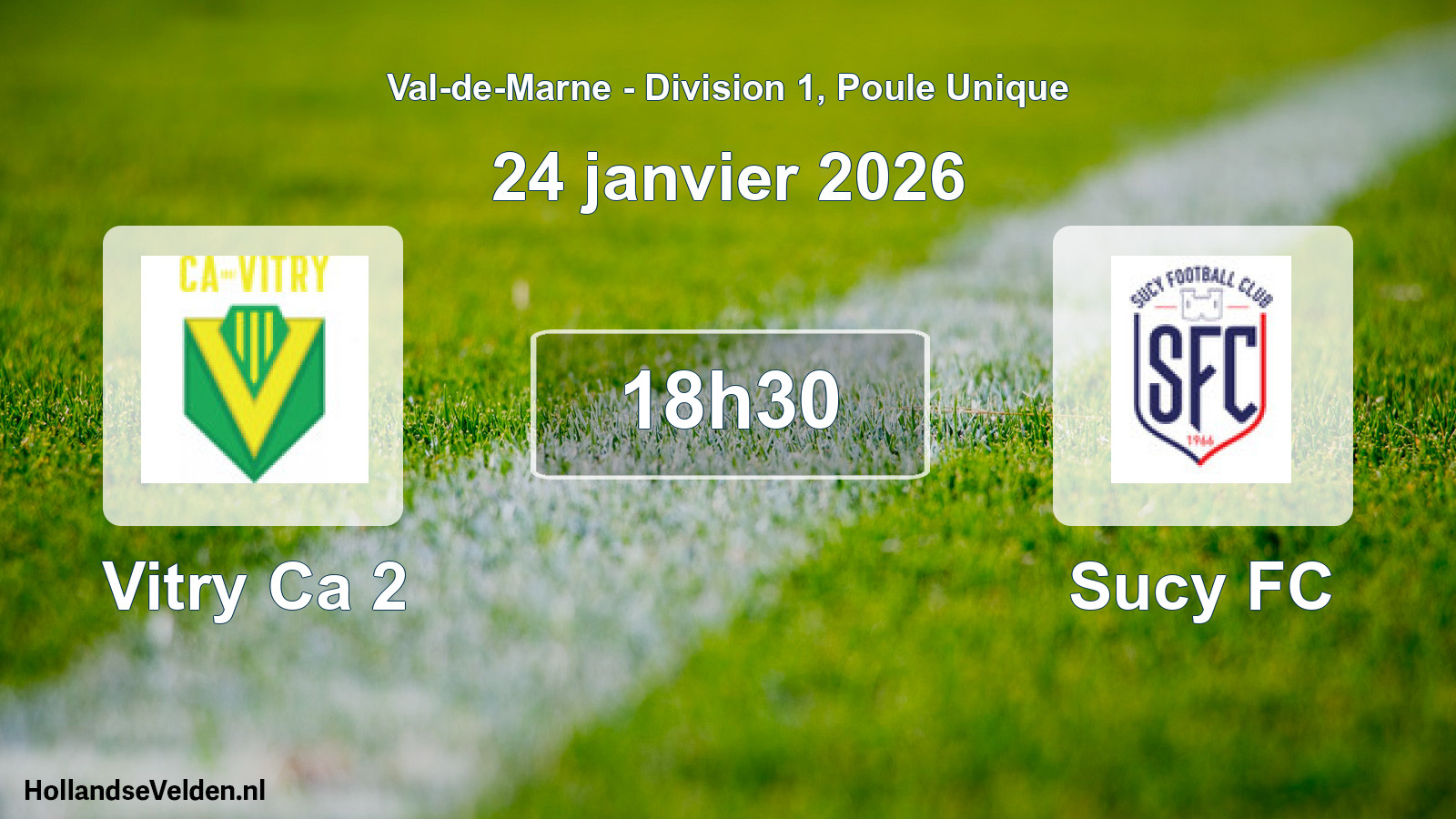 Match programmé: Vitry Ca 2 - Sucy FC (24 janvier 2026)