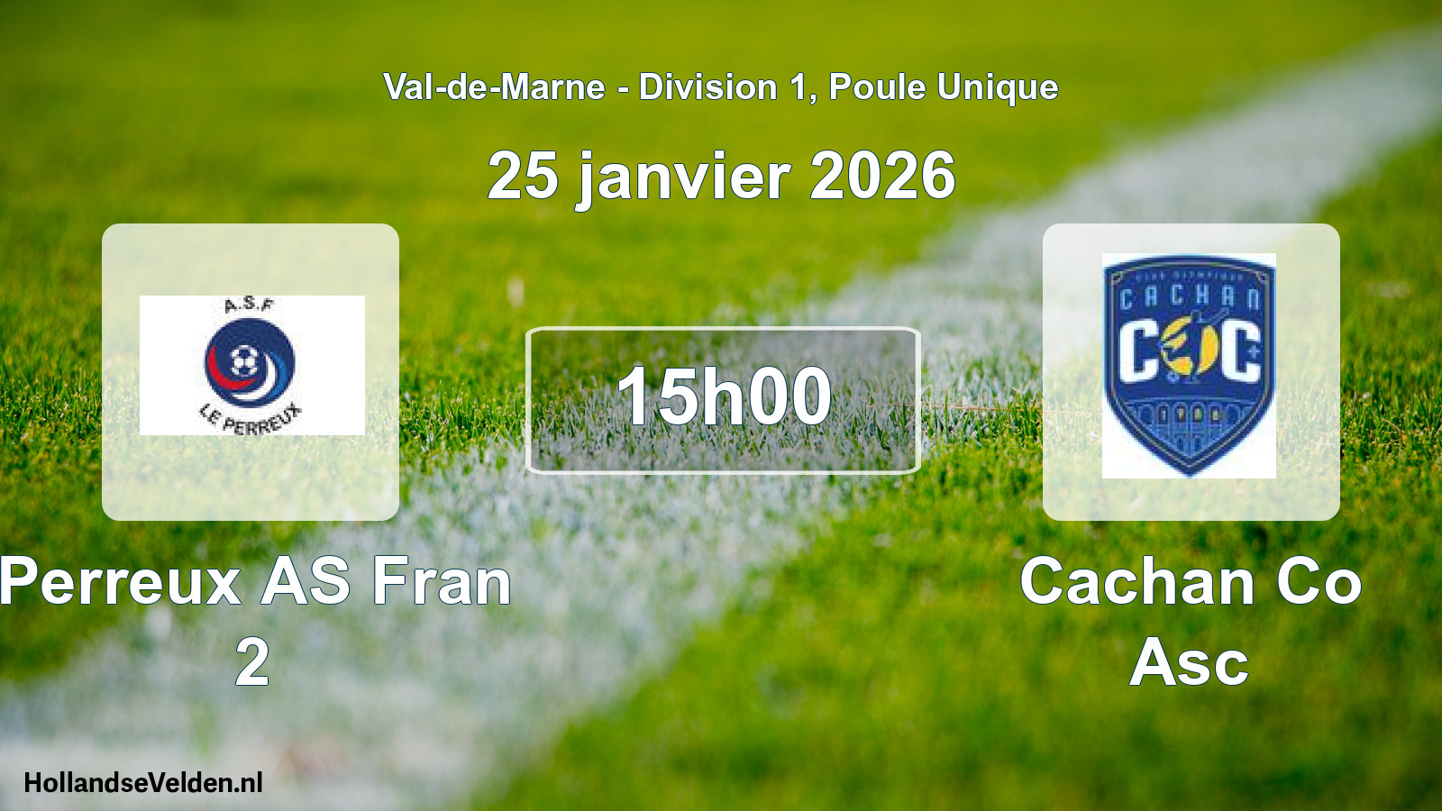 Match programmé: Perreux AS Fran 2 - Cachan Co Asc (25 janvier 2026)