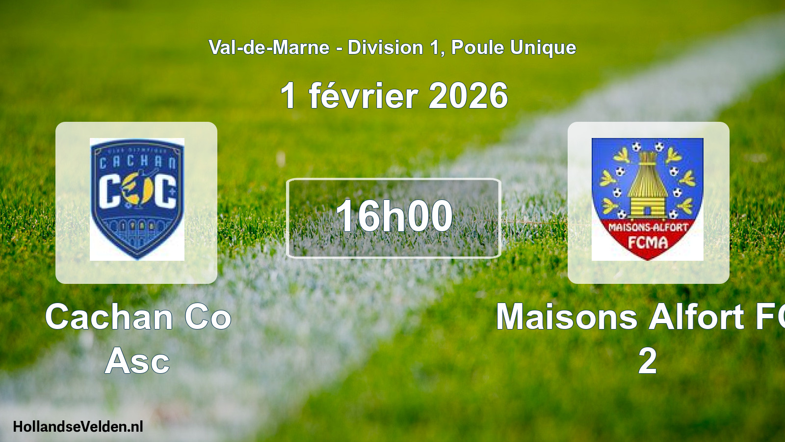 Scheduled Match: Cachan Co Asc - Maisons Alfort FC 2 (1 February 2026)