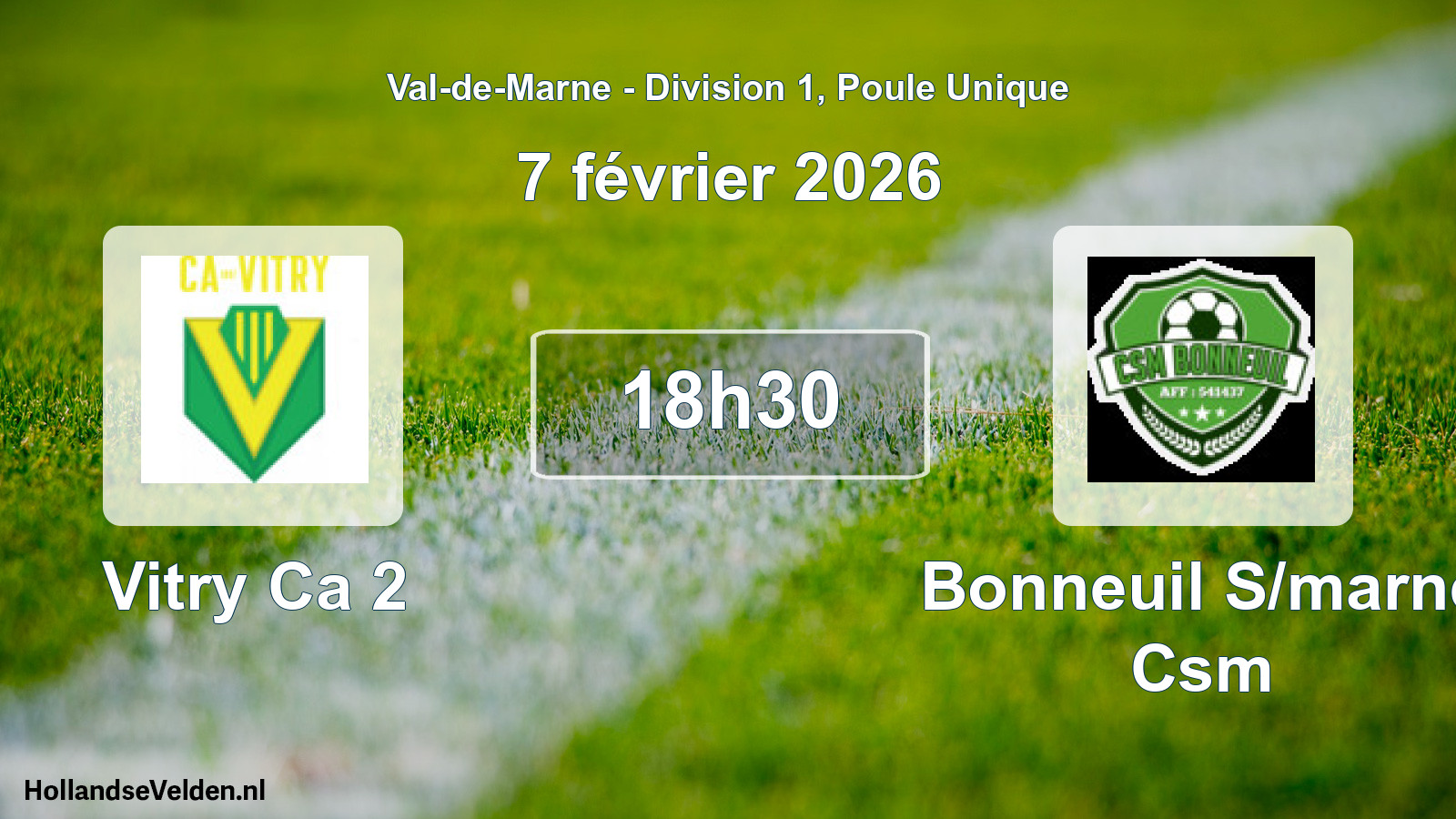 Match programmé: Vitry Ca 2 - Bonneuil S/marne Csm (7 février 2026)
