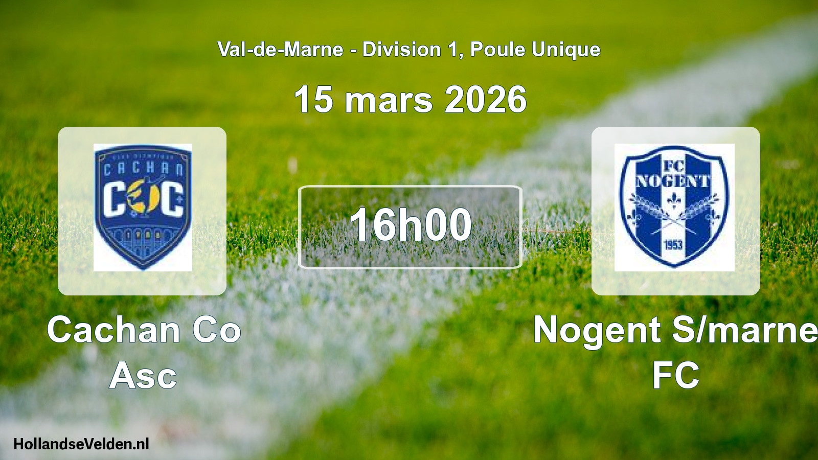 Geplande wedstrijd: Cachan Co Asc - Nogent S/marne FC (15 maart 2026)