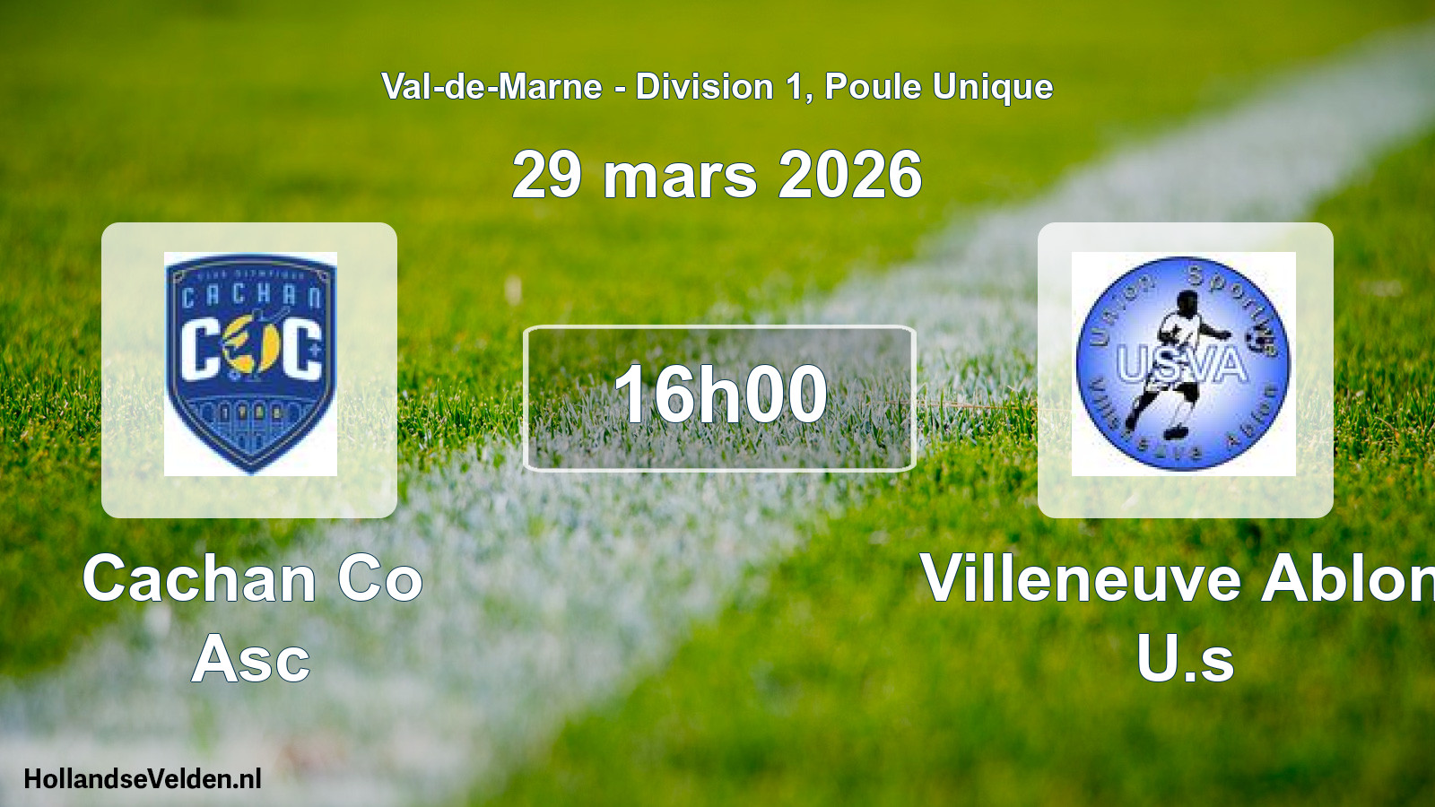 Match programmé: Cachan Co Asc - Villeneuve Ablon U.s (29 mars 2026)