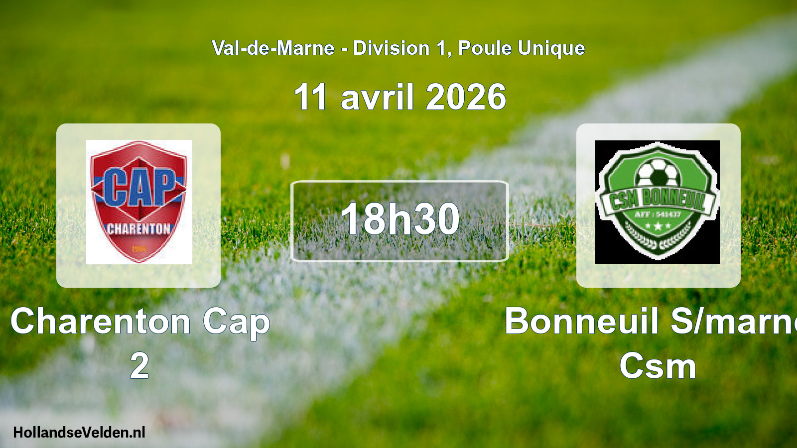 Geplande wedstrijd: Charenton Cap 2 - Bonneuil S/marne Csm (11 april 2026)