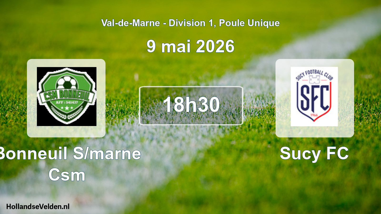 Match programmé: Bonneuil S/marne Csm - Sucy FC (9 mai 2026)