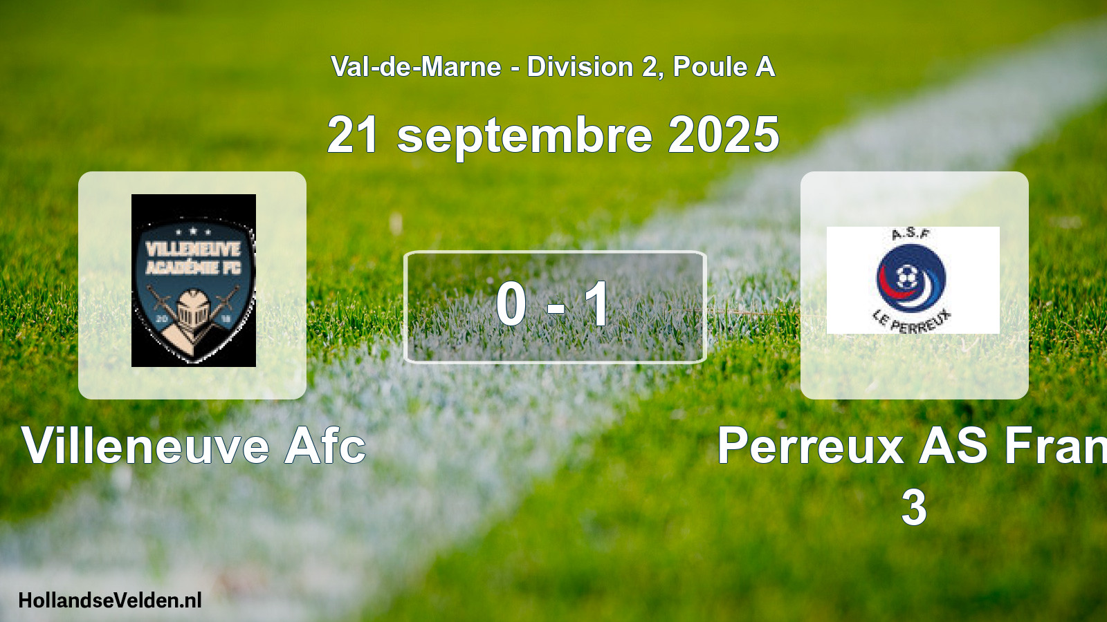 Gespeelde wedstrijd: Villeneuve Afc - Perreux AS Fran 3 0 - 1 (21 september 2025)