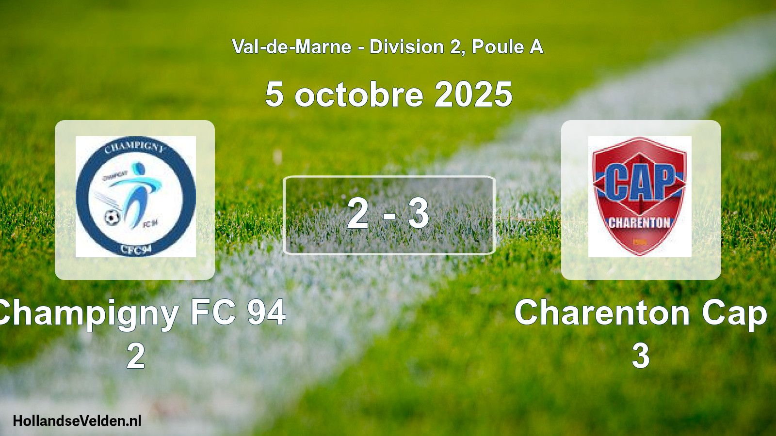 Match joué: Champigny FC 94 2 - Charenton Cap 3 2 - 3 (5 octobre 2025)
