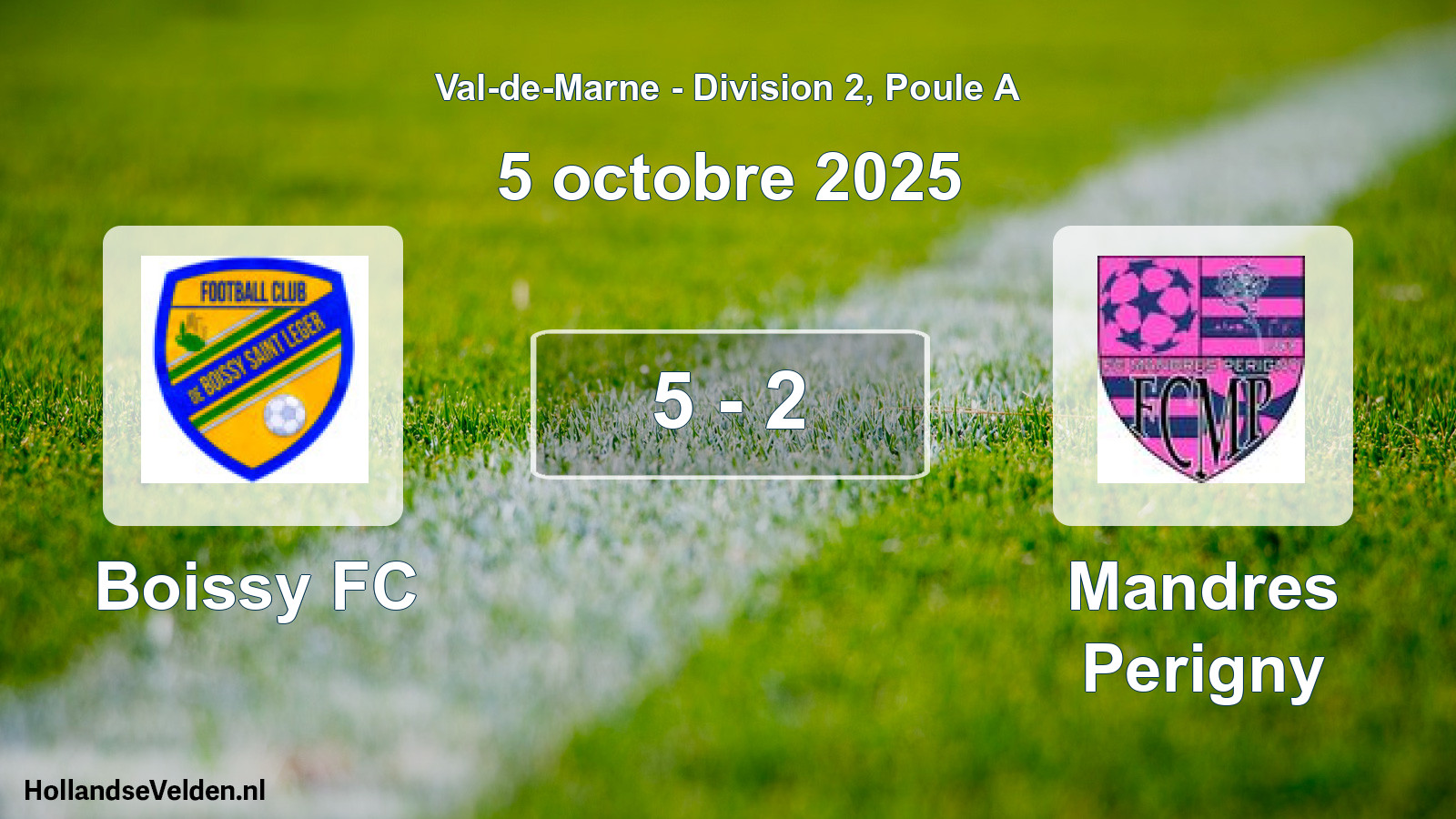 Match joué: Boissy FC - Mandres Perigny 5 - 2 (5 octobre 2025)