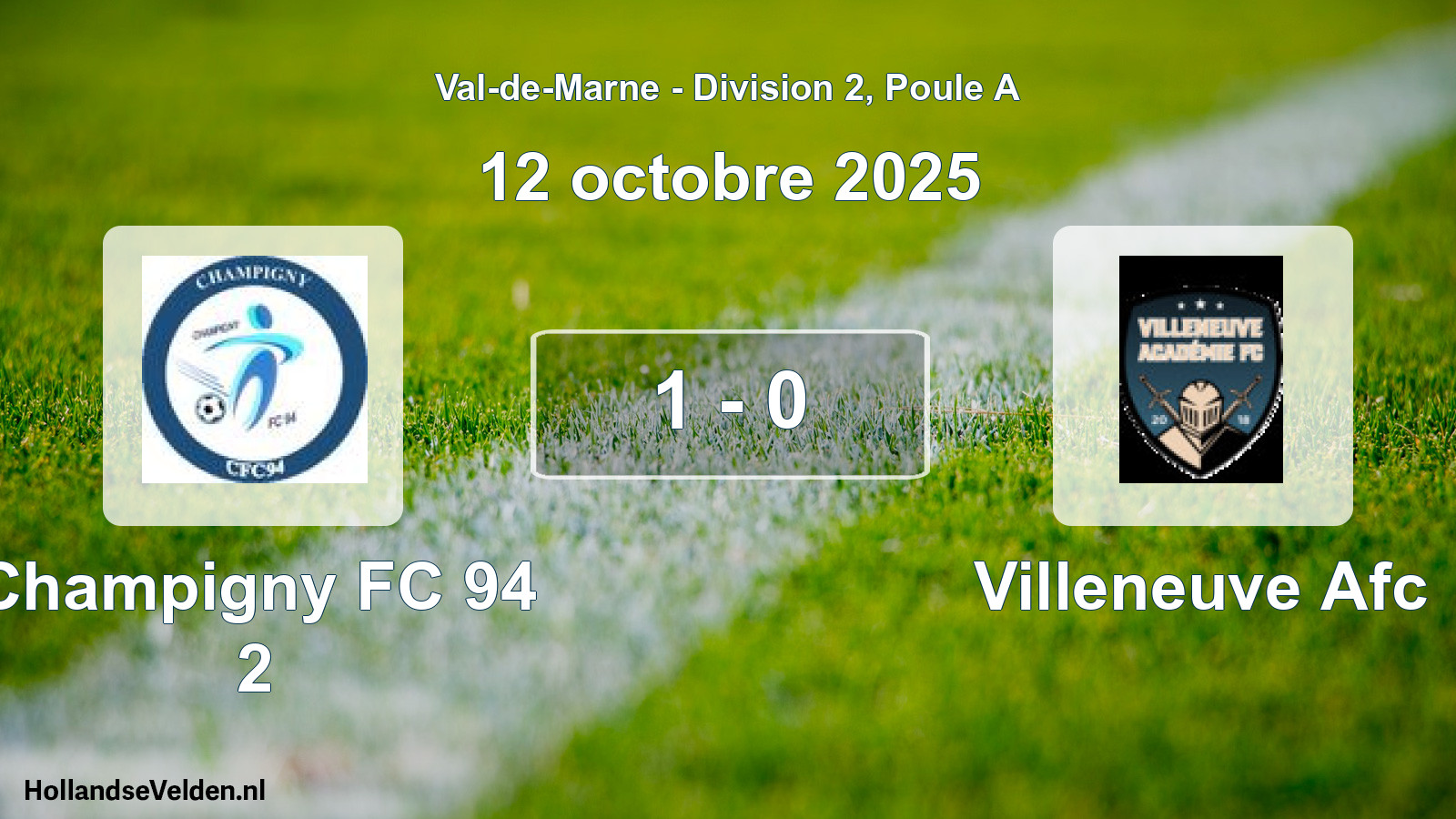 Gespeelde wedstrijd: Champigny FC 94 2 - Villeneuve Afc 1 - 0 (12 oktober 2025)