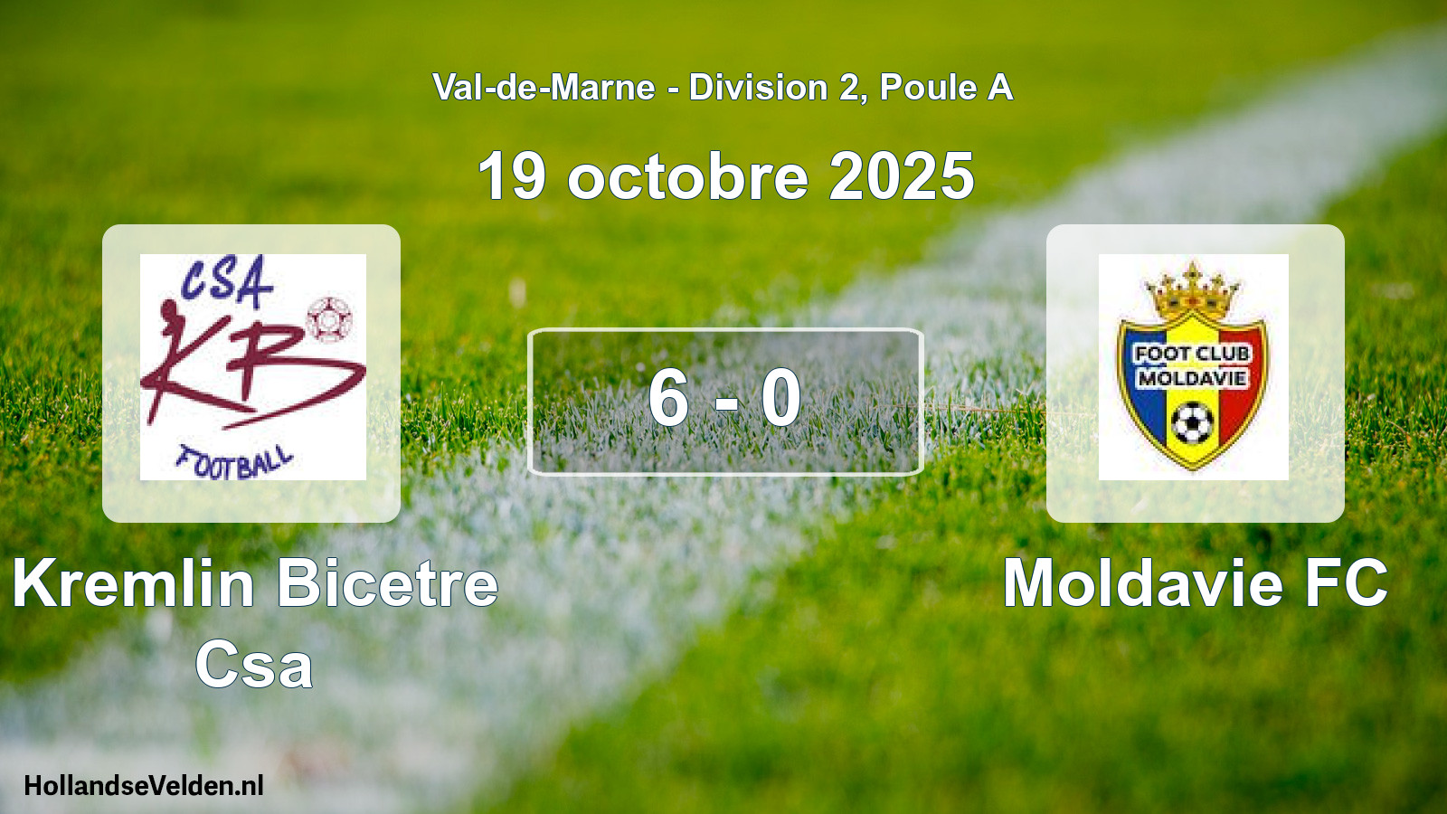 Match joué: Kremlin Bicetre Csa - Moldavie FC 6 - 0 (19 octobre 2025)