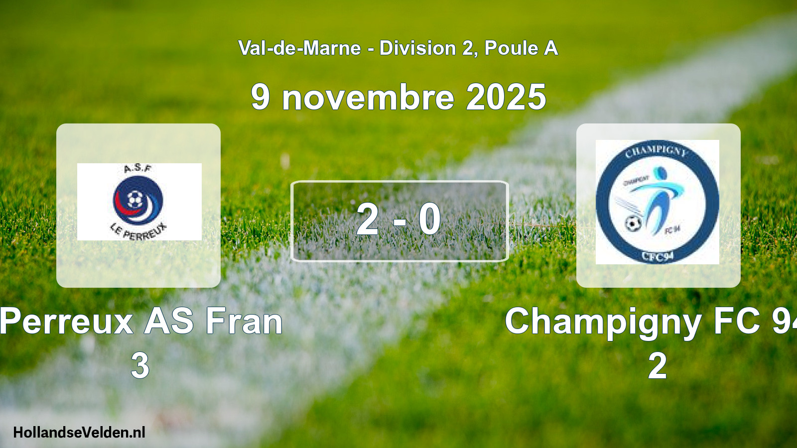 Gespeelde wedstrijd: Perreux AS Fran 3 - Champigny FC 94 2 2 - 0 (9 november 2025)
