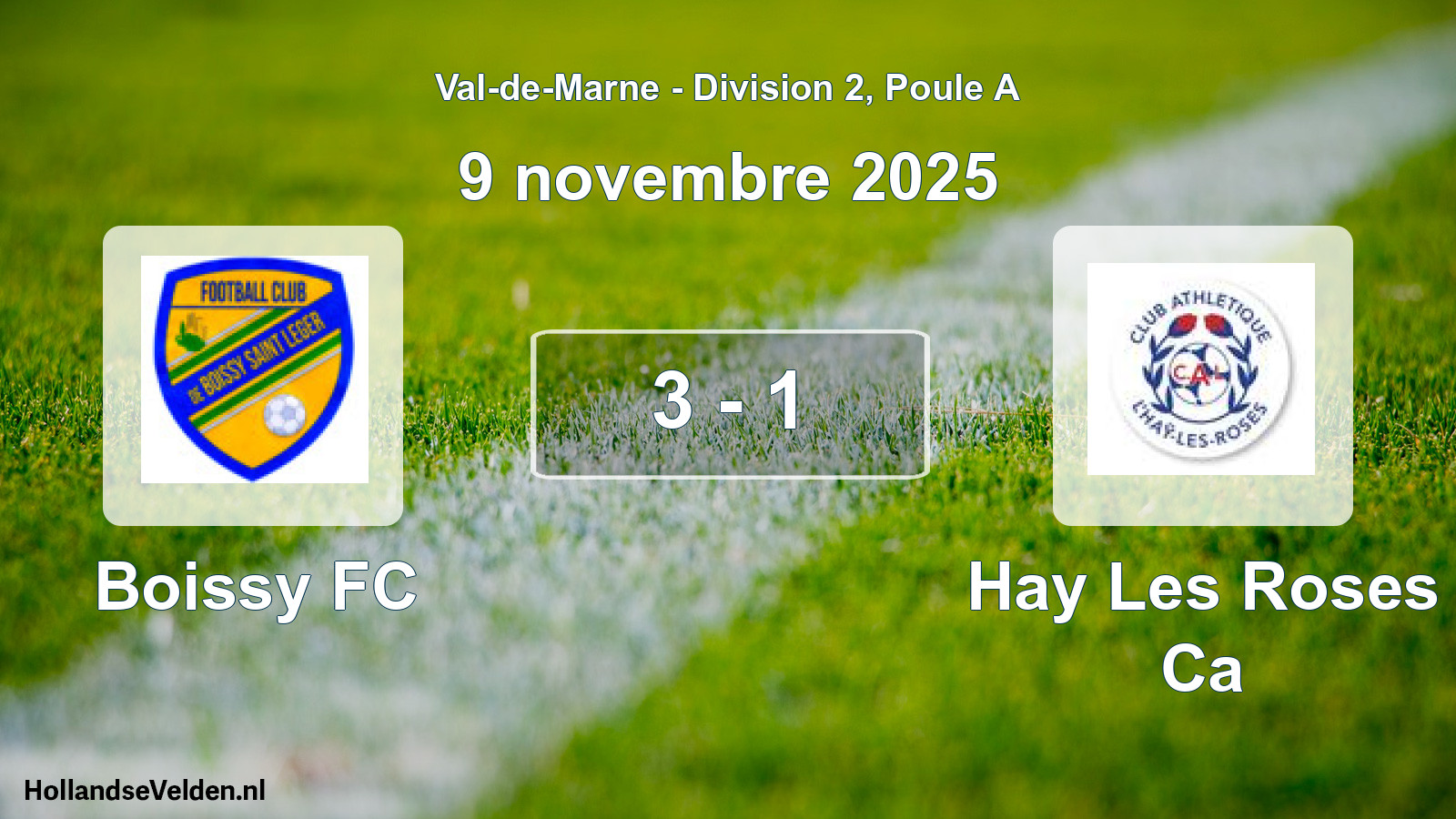 Match joué: Boissy FC - Hay Les Roses Ca 3 - 1 (9 novembre 2025)