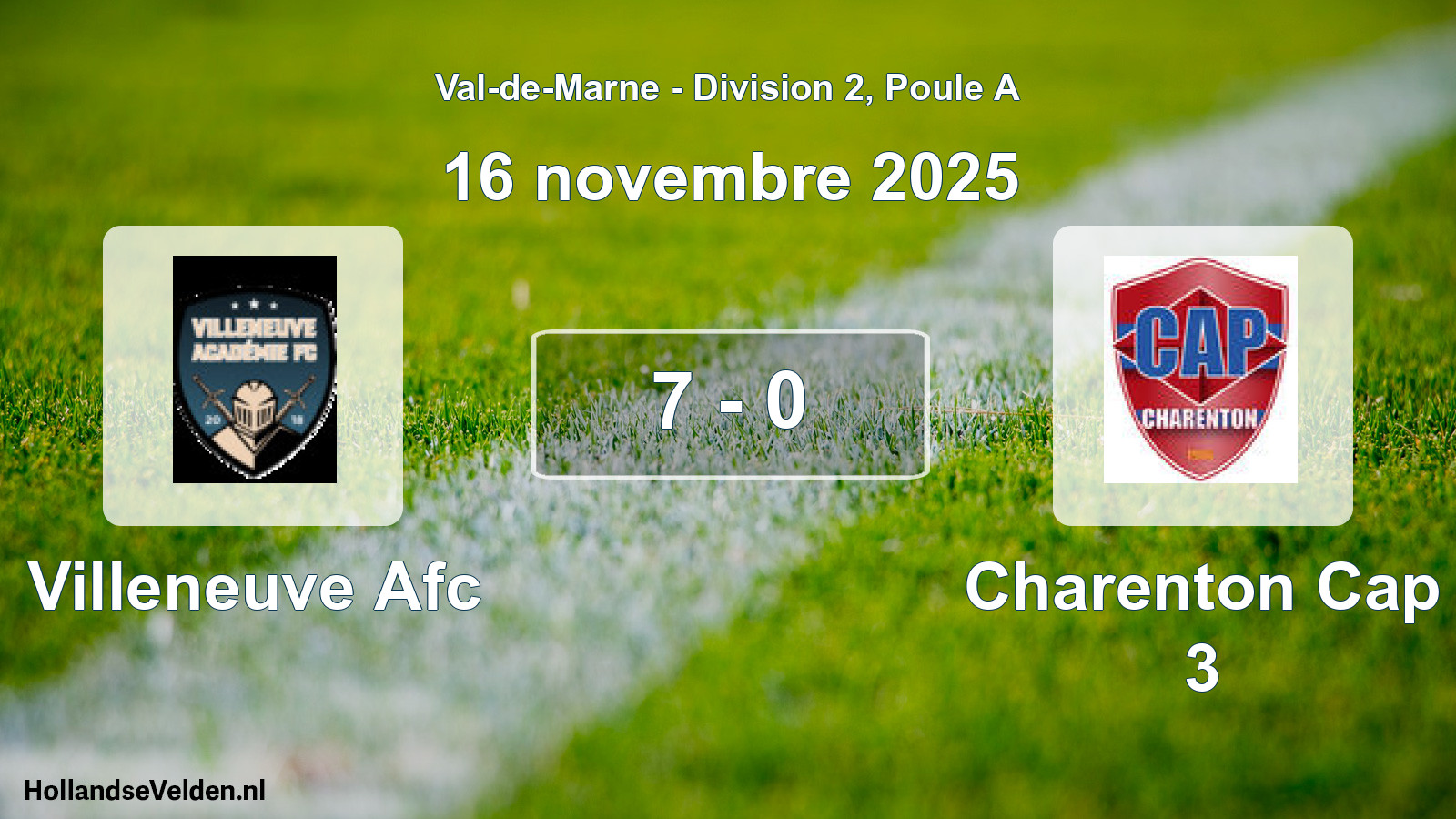 Gespeelde wedstrijd: Villeneuve Afc - Charenton Cap 3 7 - 0 (16 november 2025)
